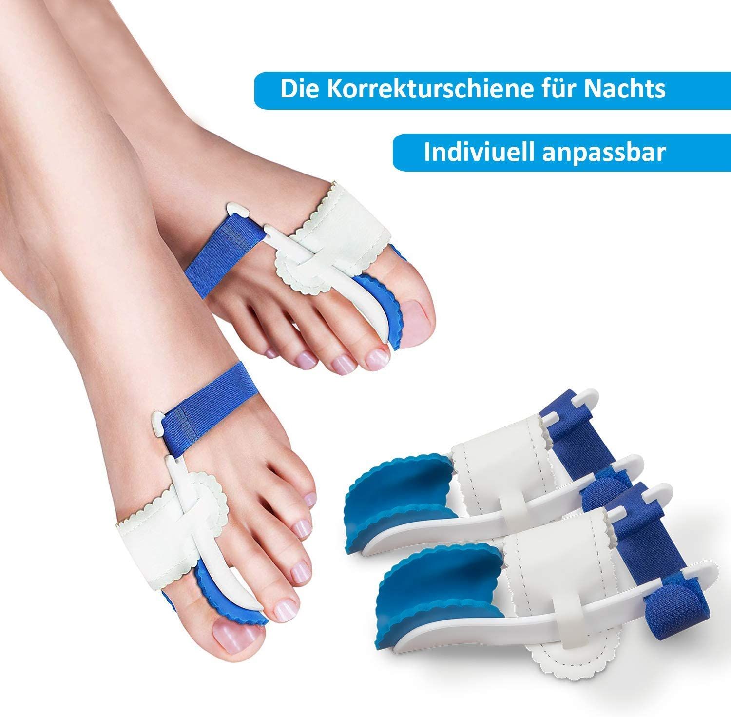 COOL-i Hallux Nachtbandage Zehenschiene Unisex mit verstellbarem 3 Punkt System, 1 Paar Pc Bandage(s)