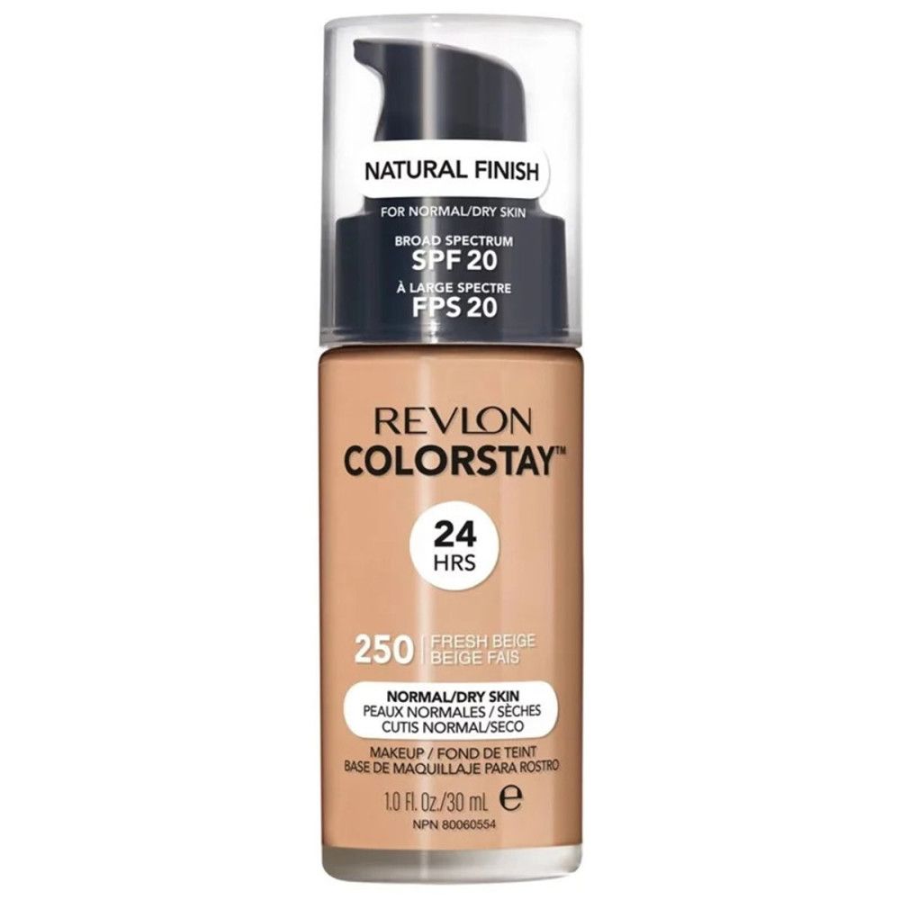 Revlon Colorstay Foundation. Flasche mit Pumpe. Beige Farbton. SPF 20. Für normale bis trockene Haut. 30 ml.