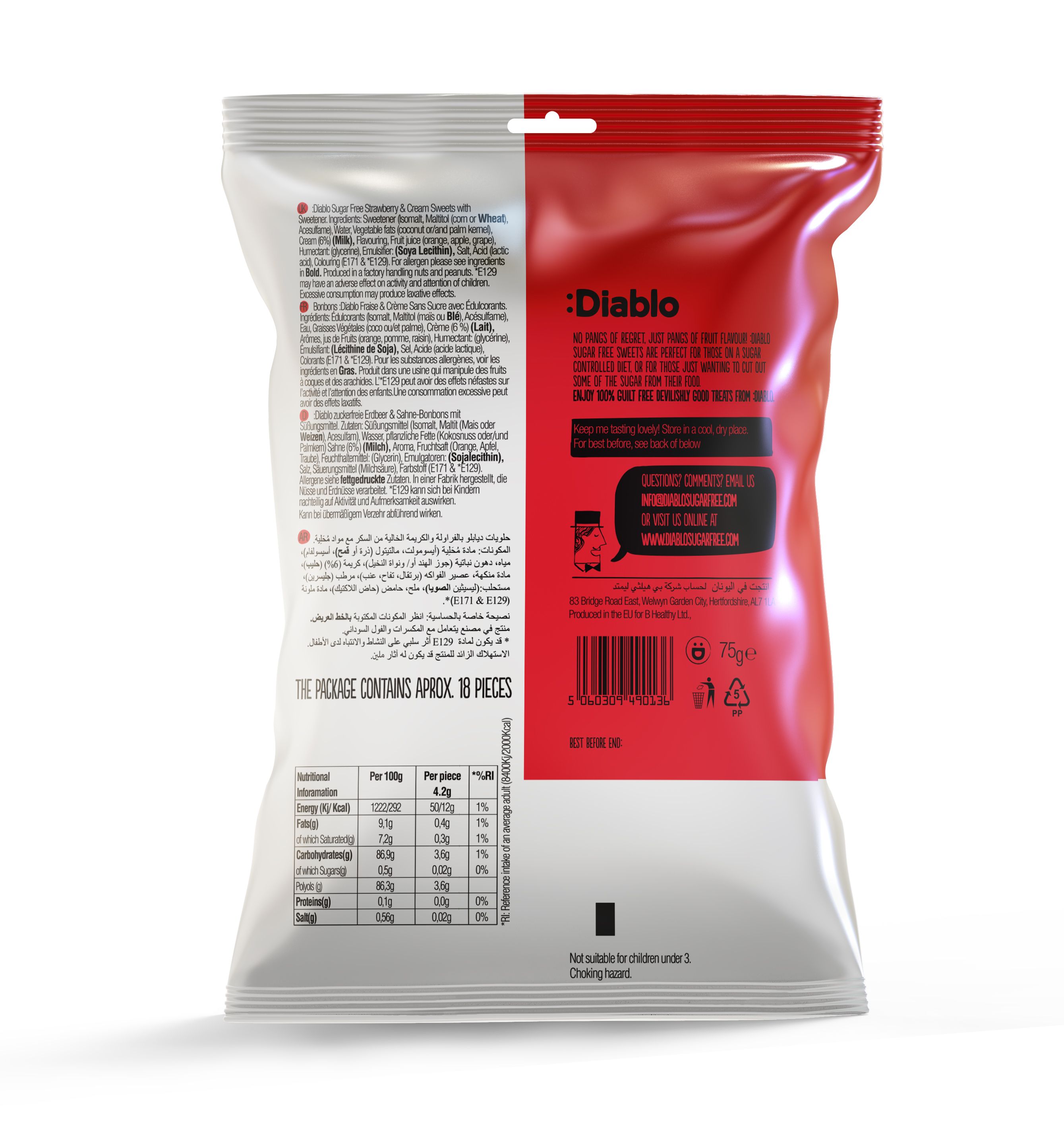 :Diablo Sugar Free Strawberry&Cream Sweets