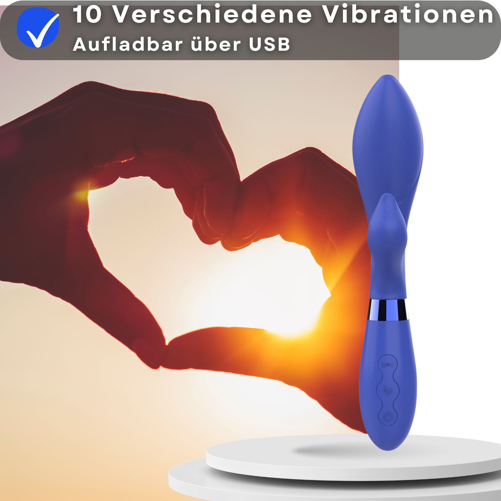 Blauer Vibrator. 10 Vibrationsmodi. Wiederaufladbar über USB. G-Punkt-Stimulation. 