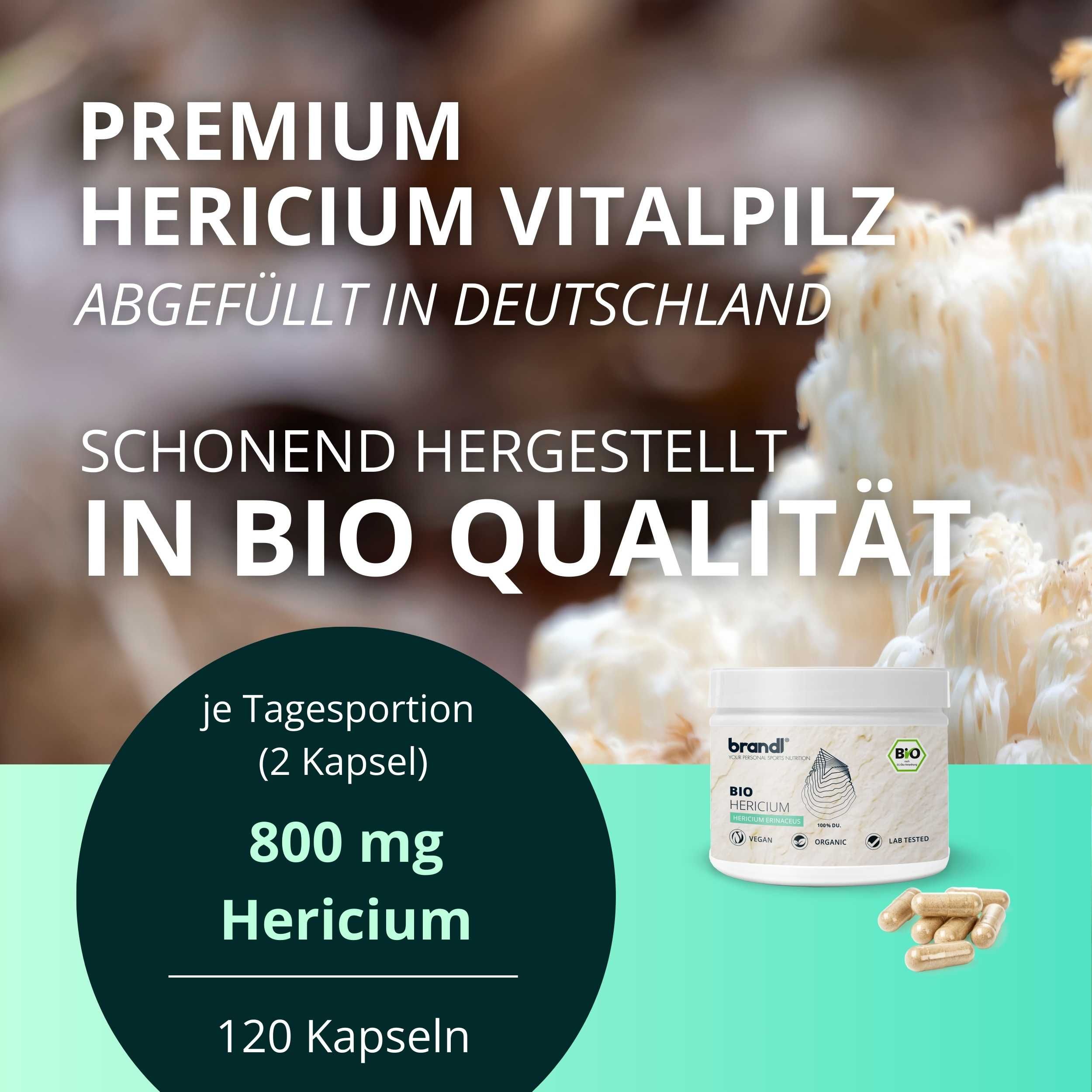 brandl® Bio Lions Mane (Hericium Erinaceus) Vitalpilz 120 St Kapseln