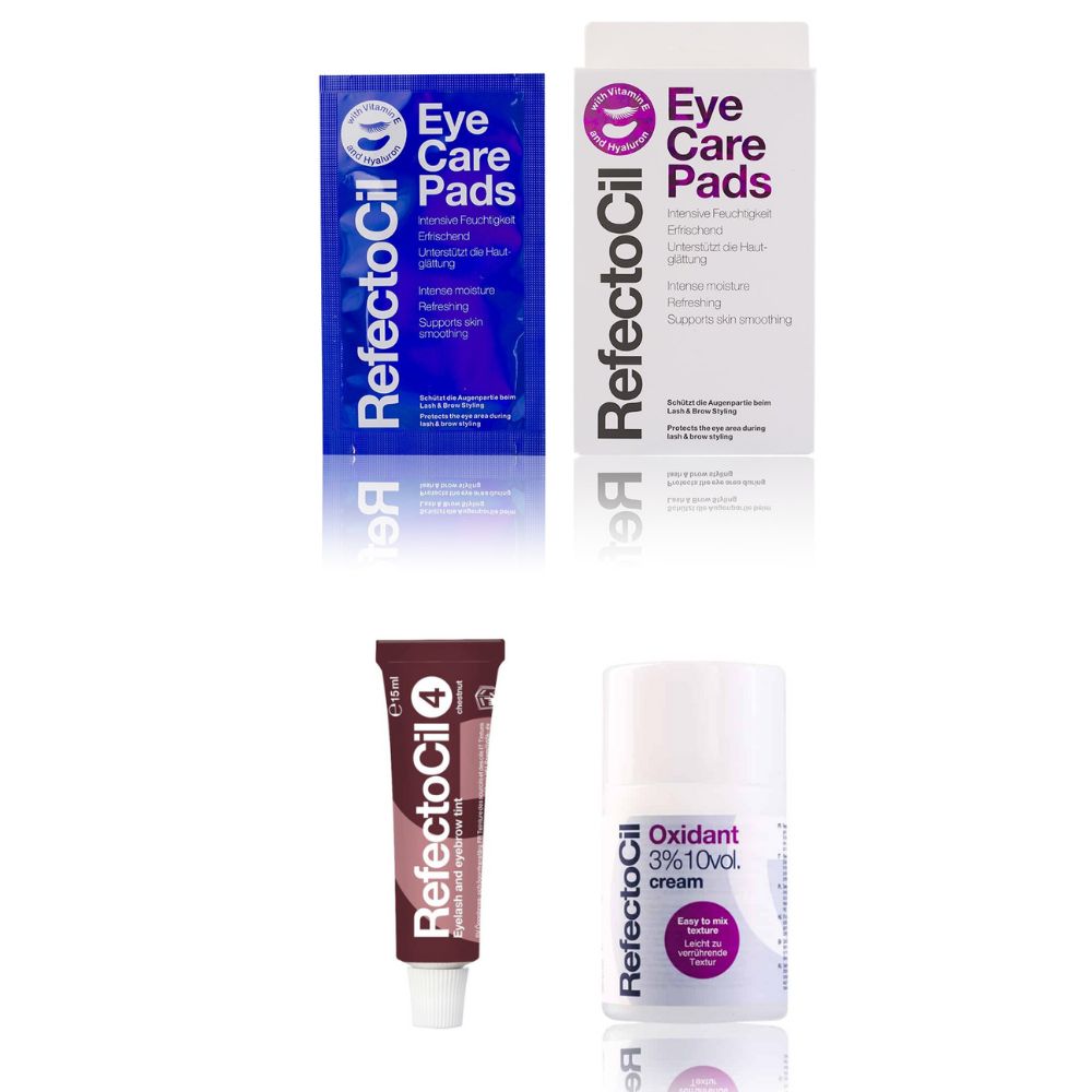 Refectocil Wimpernfarbe kastanie 4 & Oxidant Creme 3% Eye Care Pads Set 15 ml