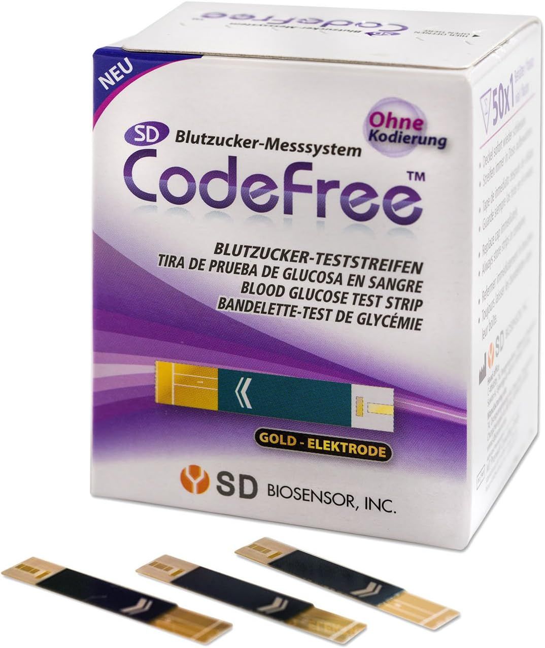 CodeFree Blutzuckerteststreifen zur Diabetes-Messung bei Blutzucker (Zucker-Krankheit) 50 St