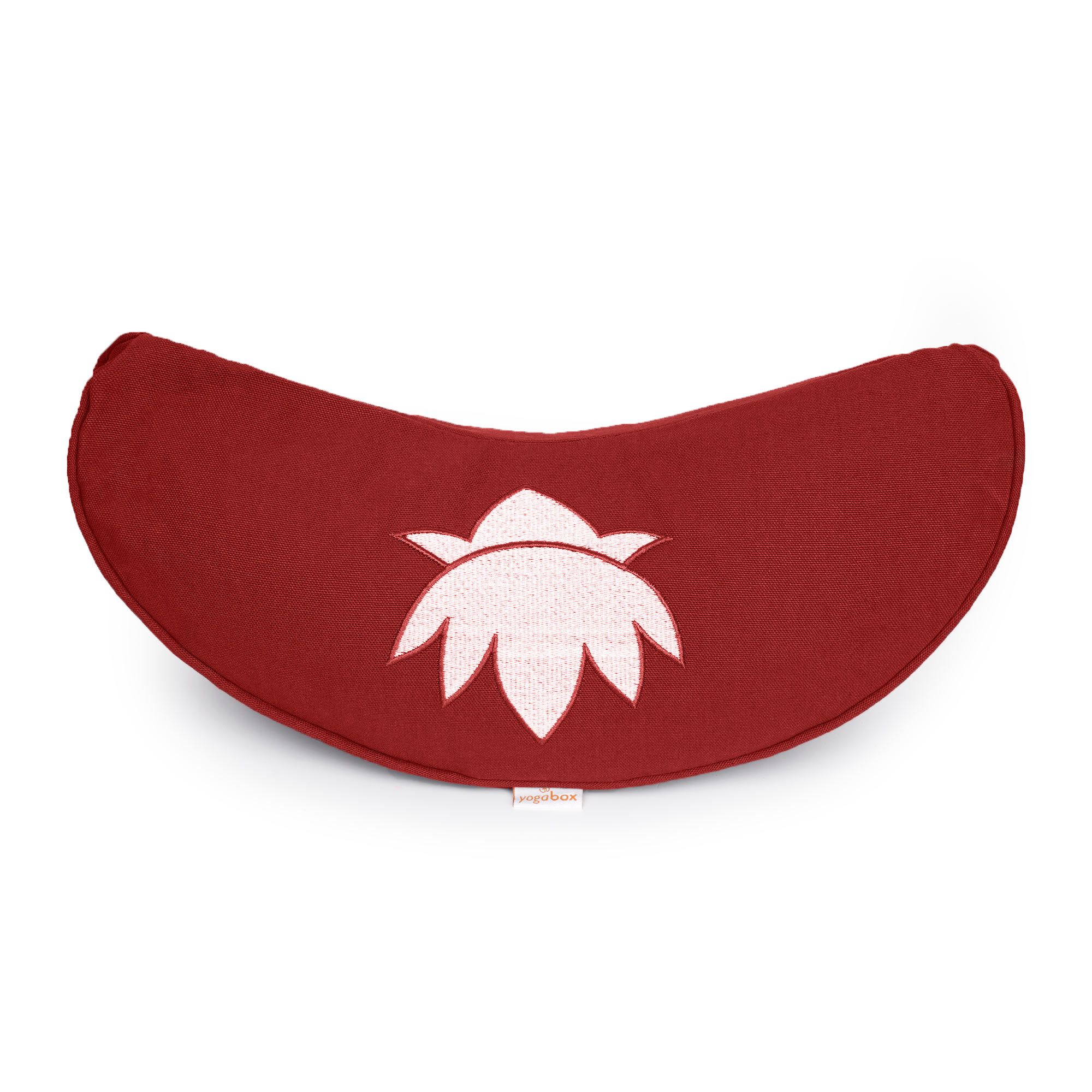 yogabox Yogakissen Halbmond BASIC Lotus Stick weiß - bordeaux - 40 x 17 x 12,0 cm