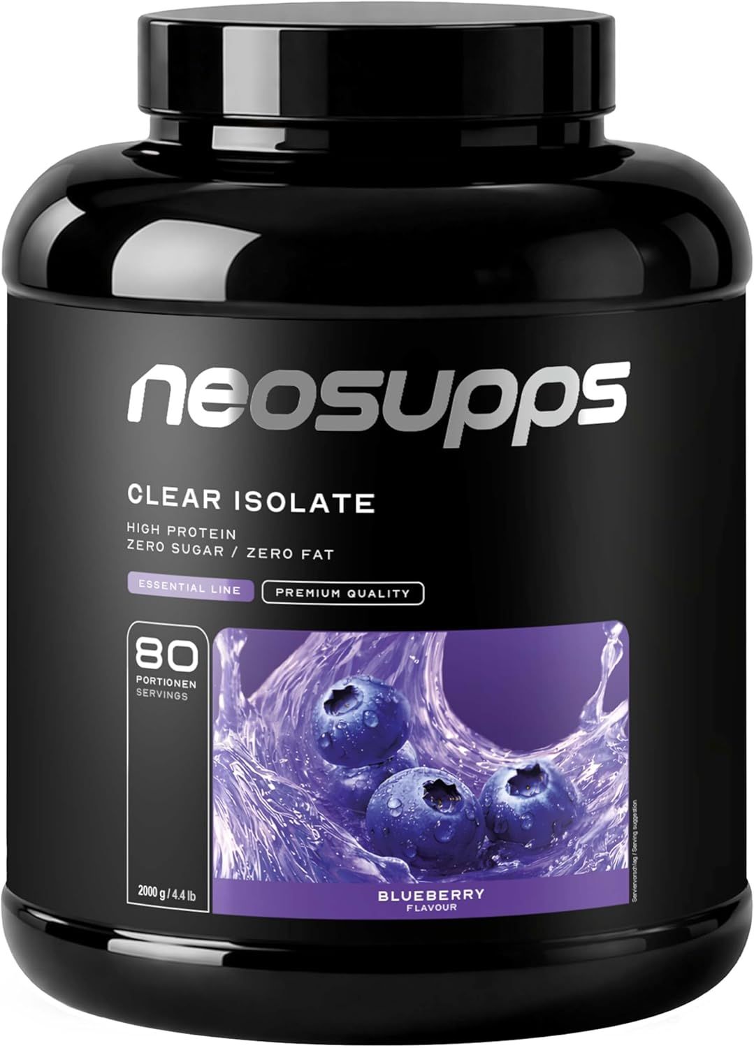 Neosupps Clear Whey Isolat Protein Pulver, 2000g, Blueberry, Eiweißpulver 2000 g Pulver