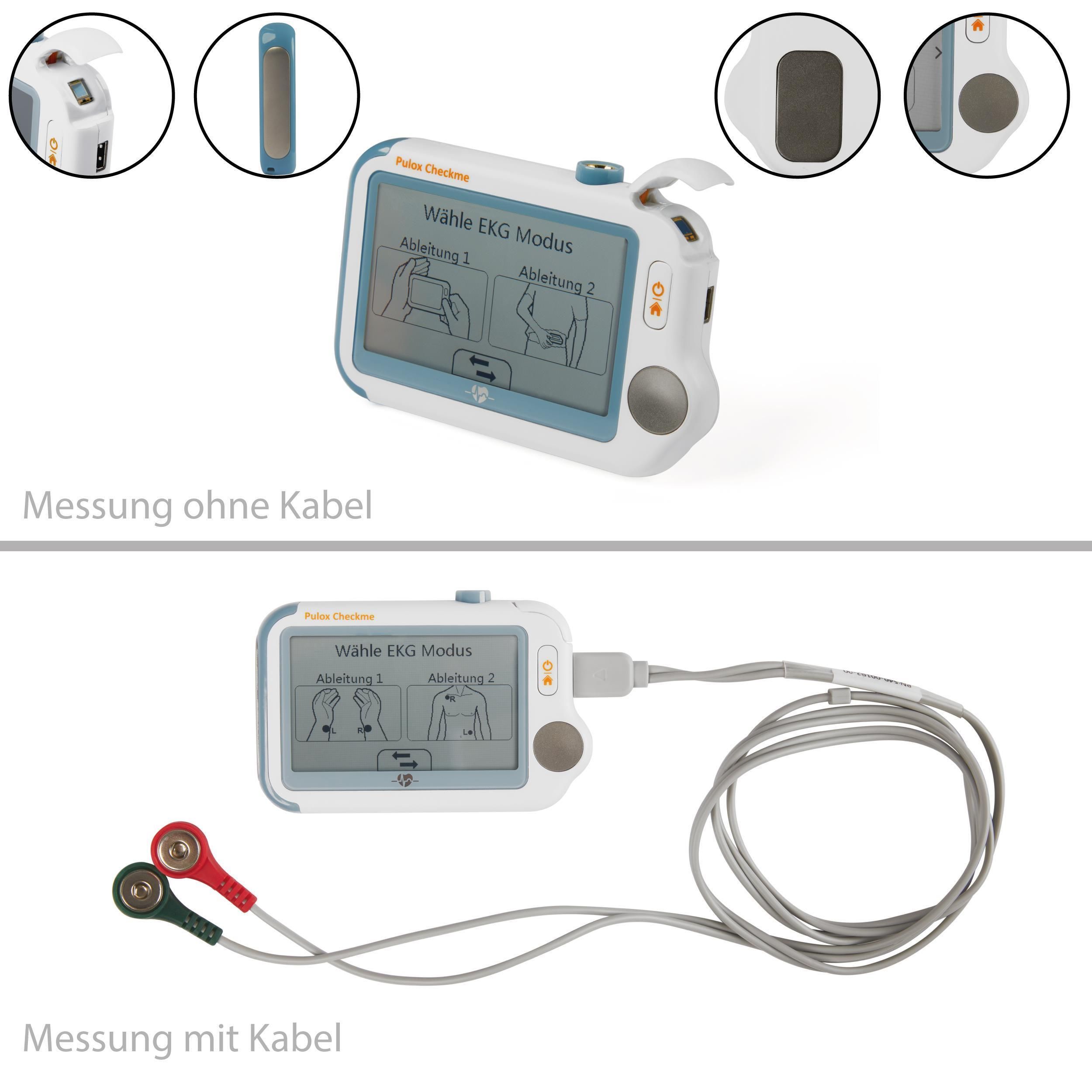 Pulox by Viatom - Checkme Pro Tragbarer EKG Monitor mit SpO2-Sensor und Thermometer