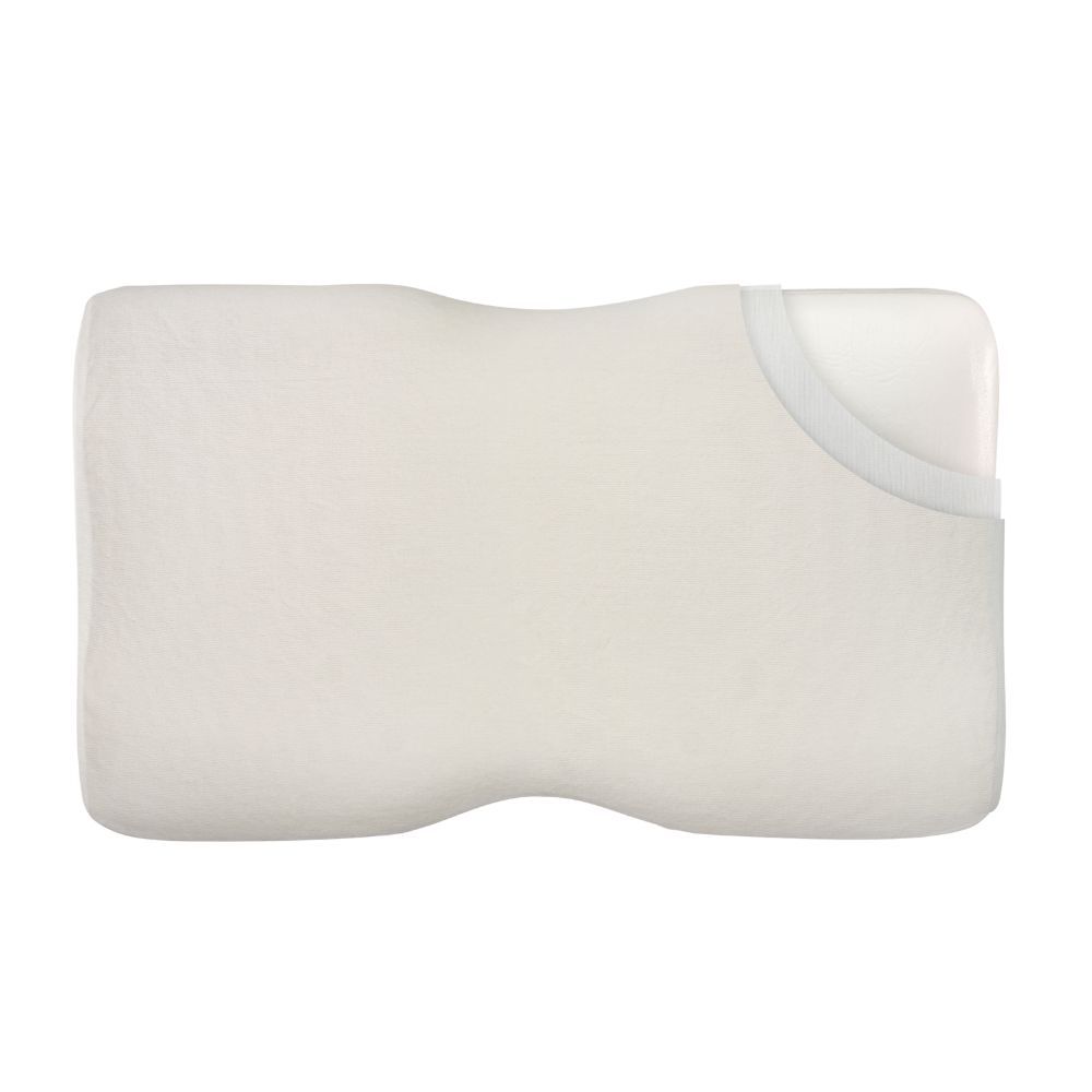 Nackenkissen. Beige. Ergonomische Form. Aus Memory-Schaum.