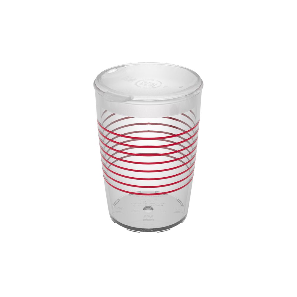 ORNAMIN Becher 830 Ringe rot mit Trinkhalm Aufsatz