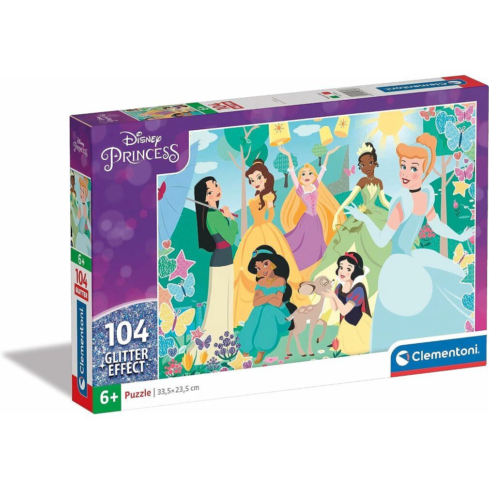 Clementoni Glitzerpuzzle Disney Prinzessin, 104tlg.