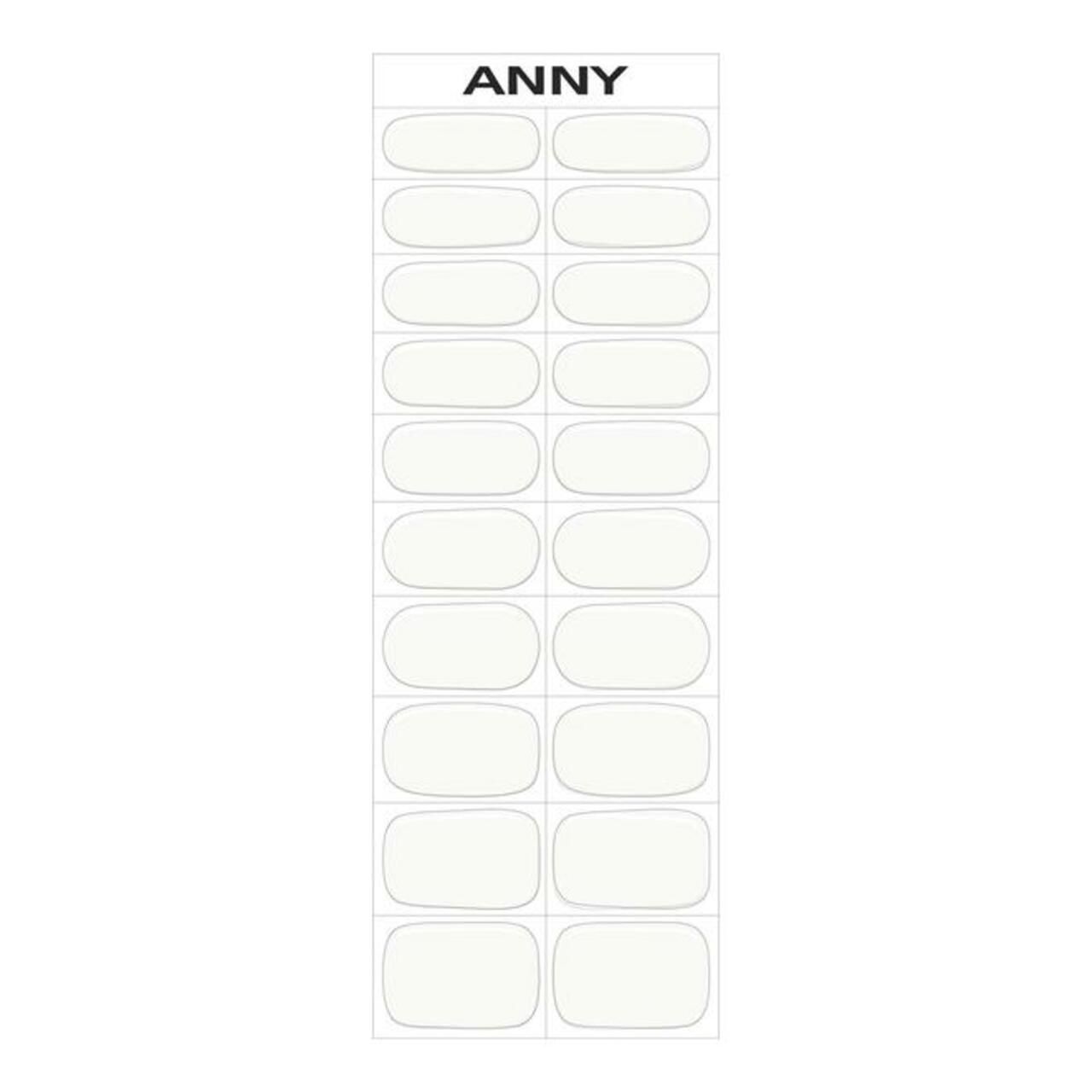 Anny Quick & Easy Gel Nail Strips, weiße Nagelstreifen. 20 Stück. Rechteckige Form. Marke Anny.