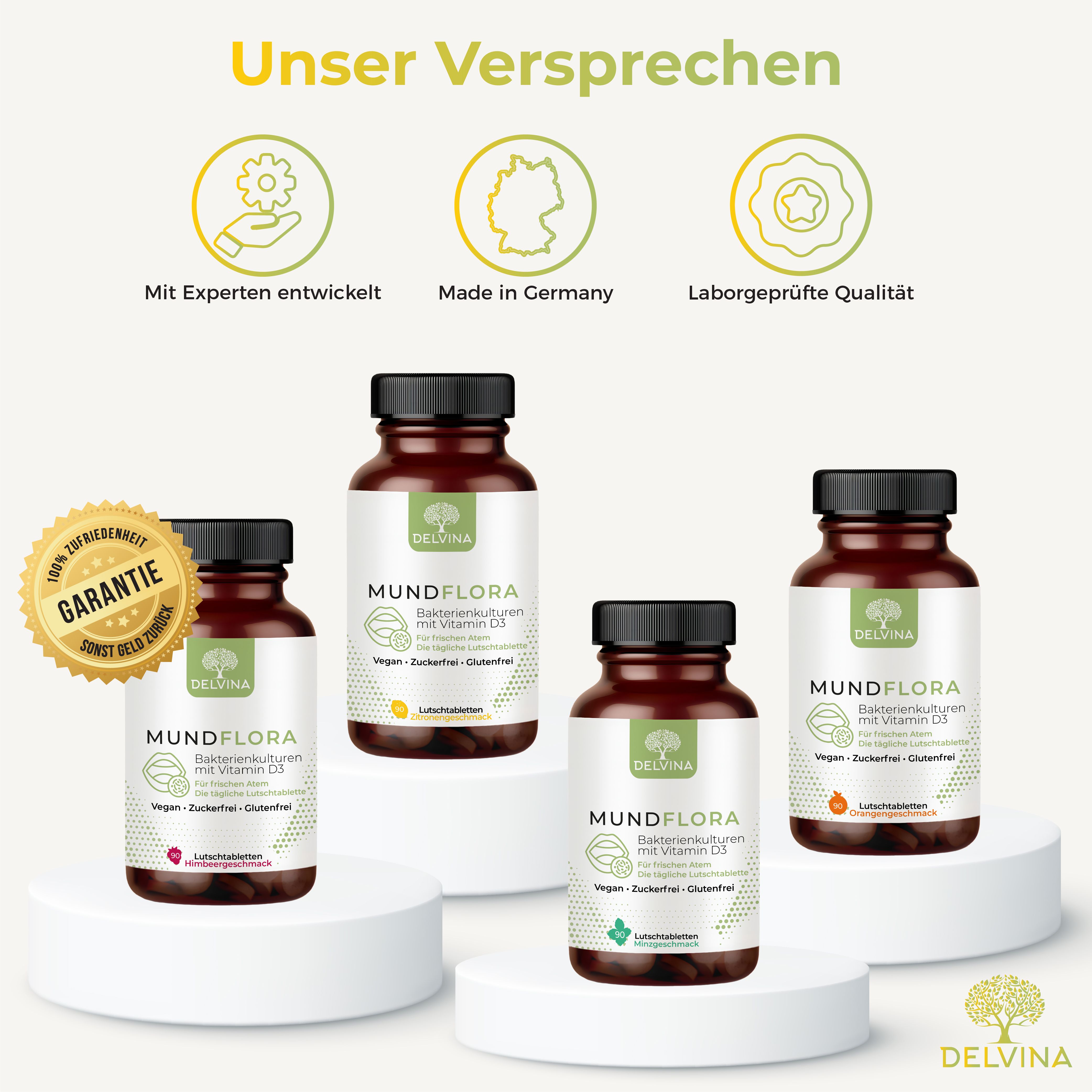 Delvina Mundflora - Lutschtabletten gegen Mundgeruch (Himbeergeschmack)
