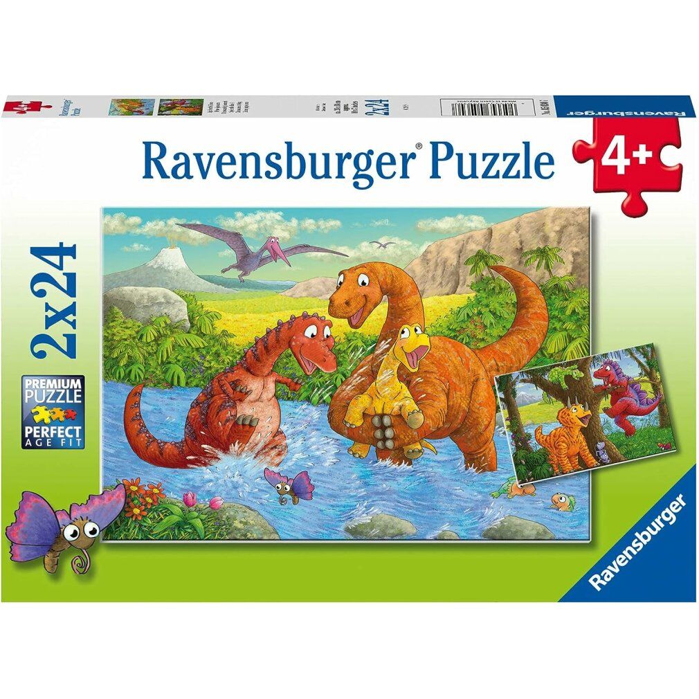 Puzzle per bambini che giocano con i dinosauri (2x 24 pezzi)