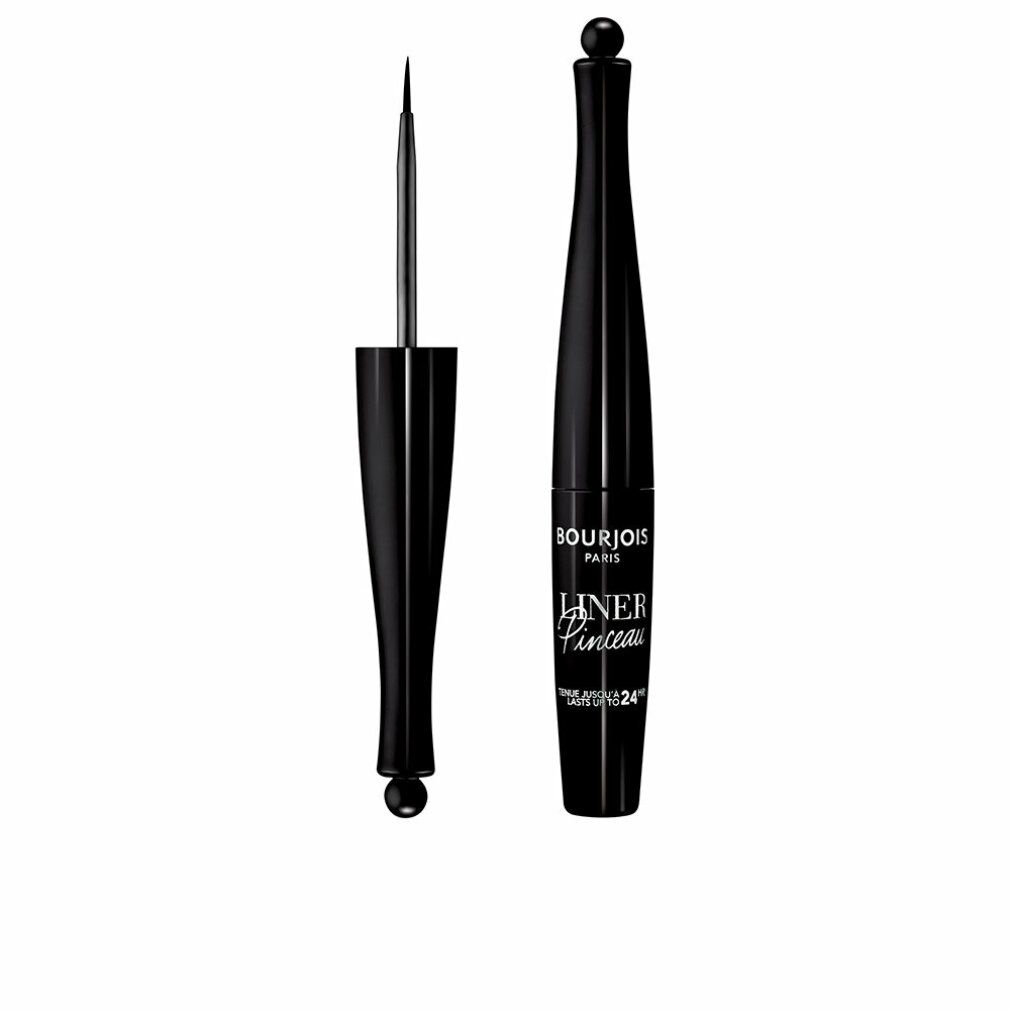 Schwarzer Eyeliner mit Pinsel. Flasche mit Schriftzug Bourjois Paris, Liner Pinceau. Wasserdicht.