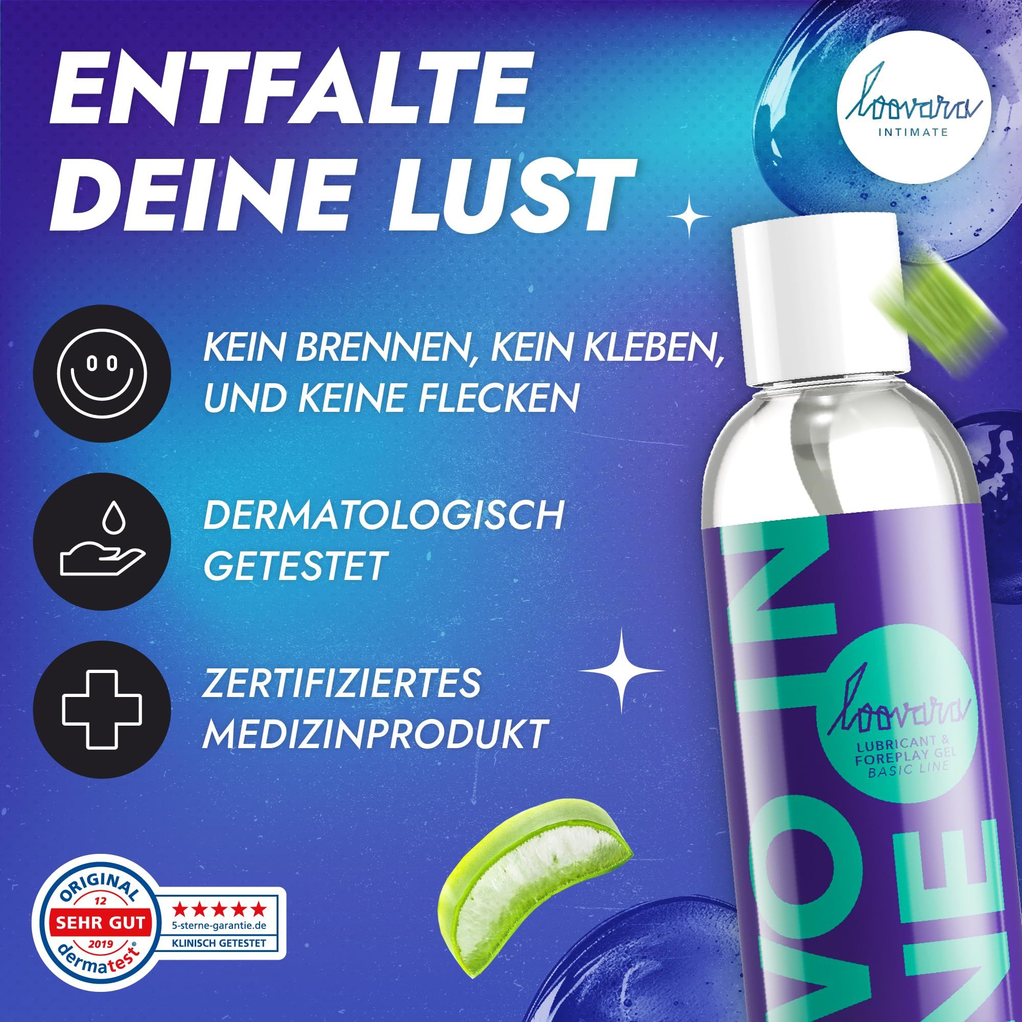 LooVara Gleitgel: Dermatologisch getestet, zertifiziertes Medizinprodukt.