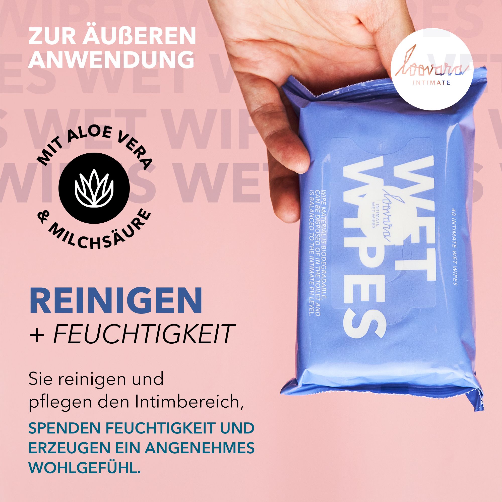 Loovara Intimpflege Tücher - WET WIPES - für Frauen 6er Pack, Intim-Feuchttücher