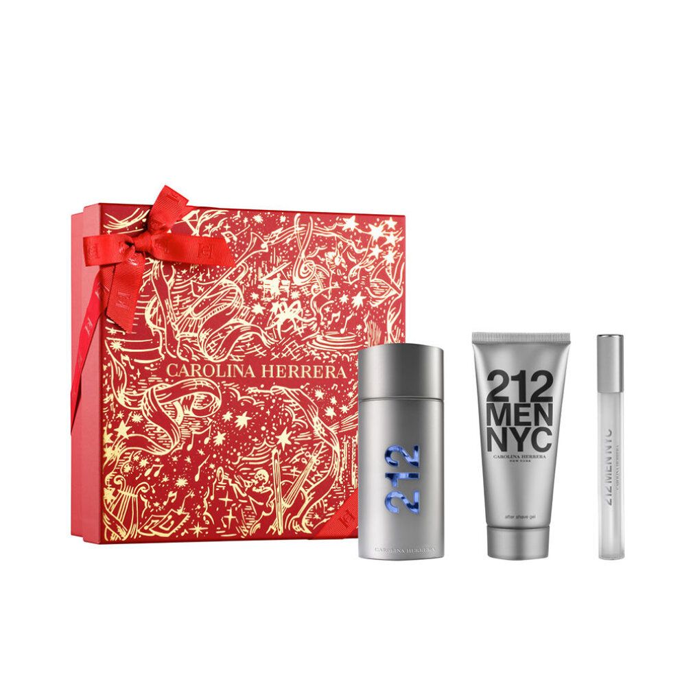 Carolina Herrera 212 NYC Men Parfümset in roter Geschenkbox mit Schleife.