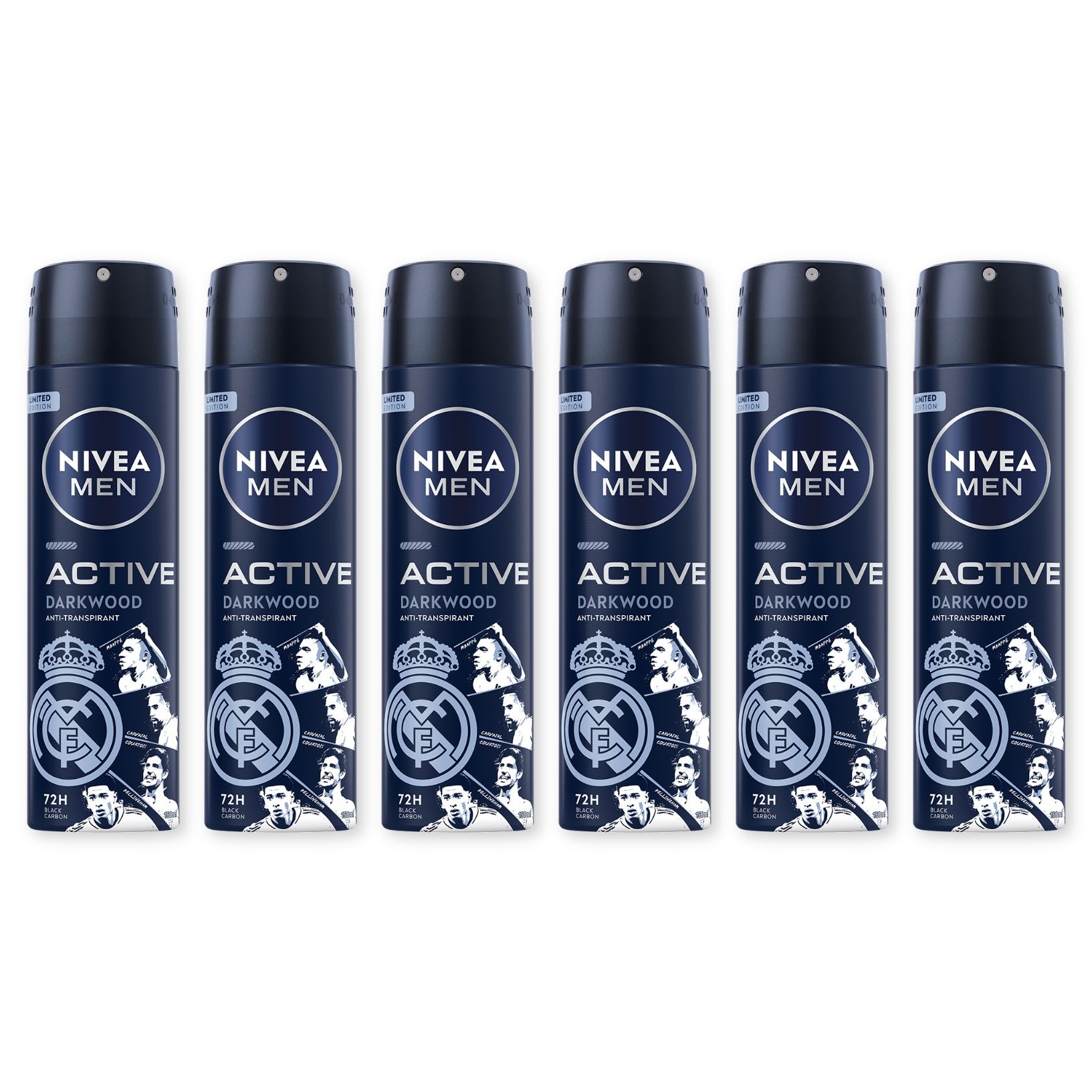 Nivea MEN Deodorant Active Darkwood Limited Edition Deo Spray 6 x 150ml 6x150 ml