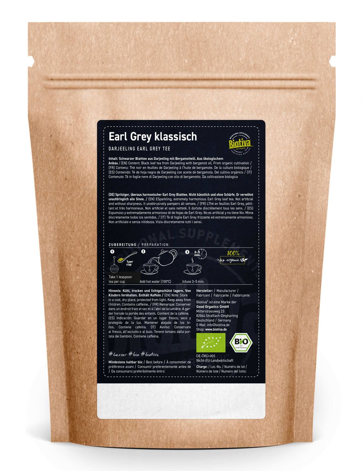 Biotiva Darjeeling Earl Grey Schwarztee Bio