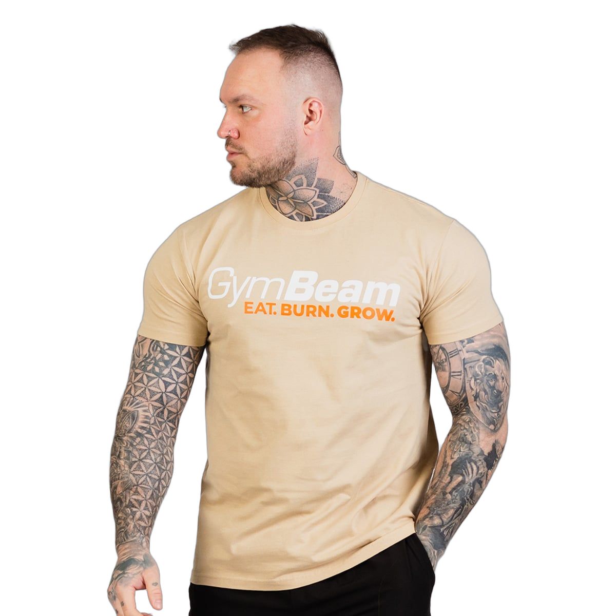 GymBeam T-Shirt Herren regular Kurzarm Grow Sand 1 St