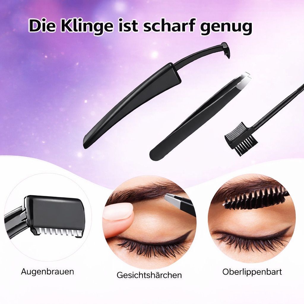COOL-i Augenbrauenpinzette Set, Edelstahl-Pinzetten für präzise Augenbrauenpflege