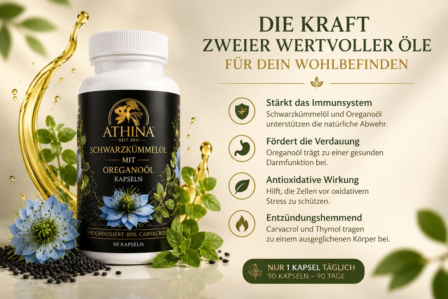 Athina® Oreganoöl mit Schwarzkümmelöl