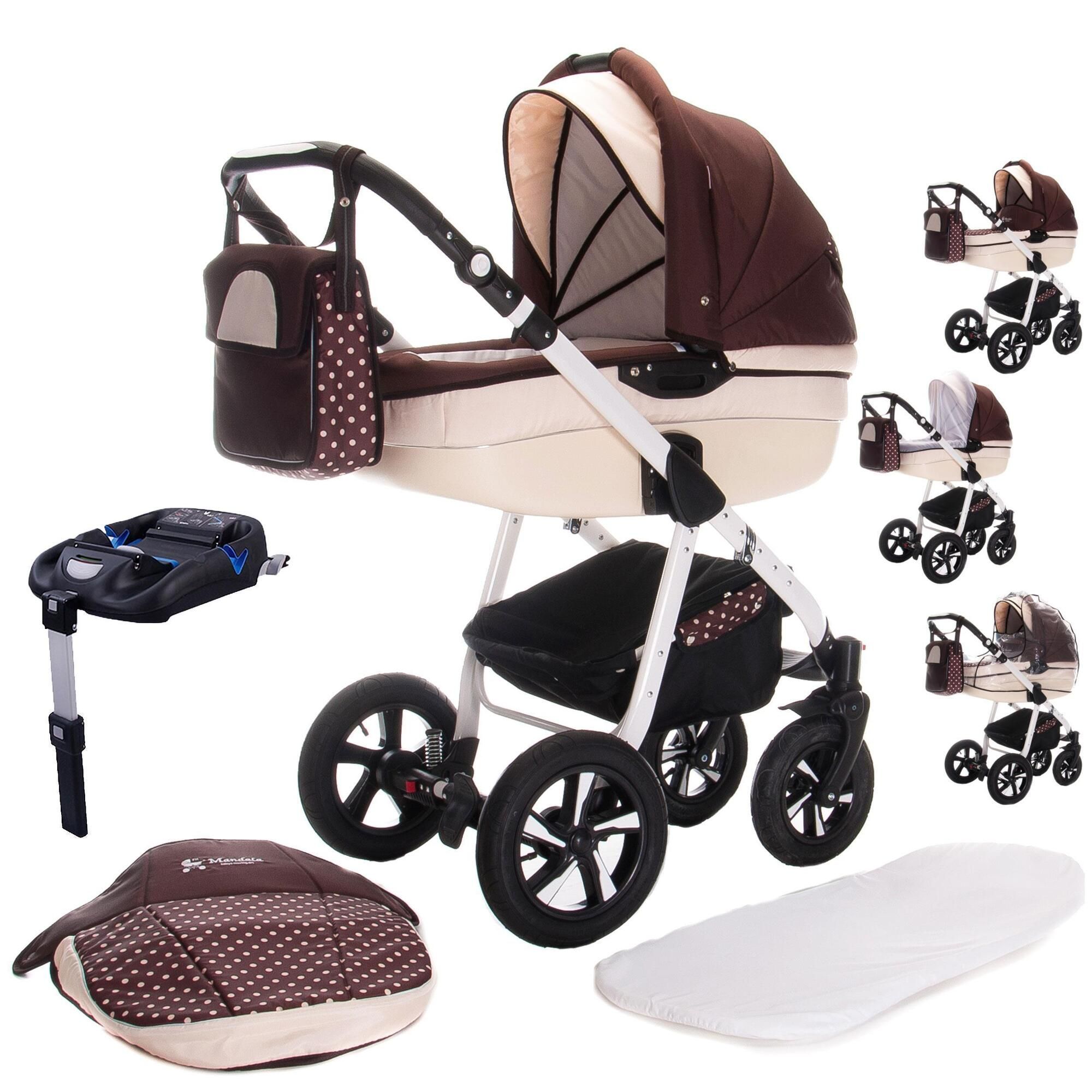 Friedrich Hugo Mandala 4 in 1 Kinderwagen Komplettset ISOFIX Basis Luftreifen, Caffè Lungo