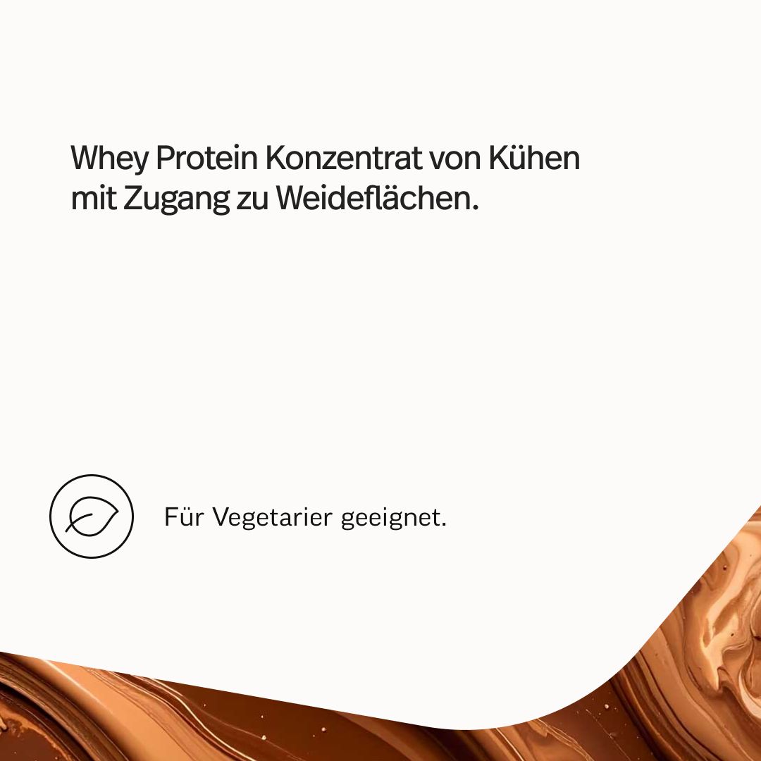 Whey Protein Konzentrat von Kühen mit Weidezugang. Für Vegetarier geeignet.