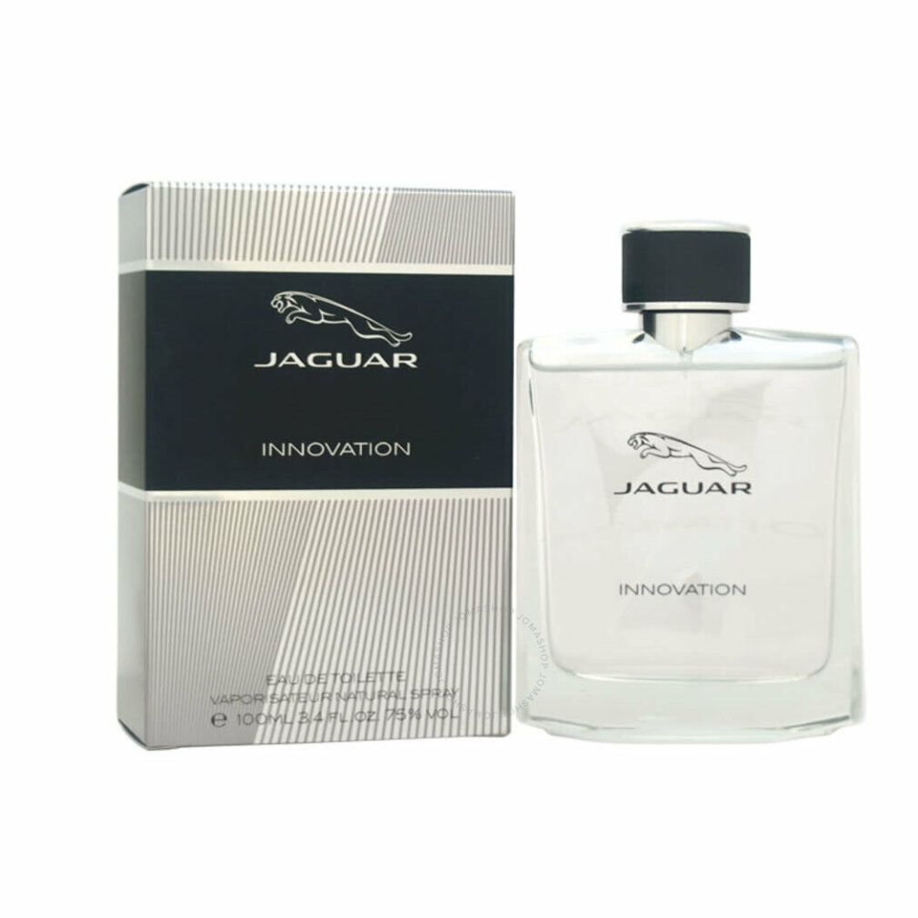 Eau de Toilette und Verpackung. Schwarzer Deckel, rechteckige Flasche. Marke und Produktname auf Flasche und Verpackung.