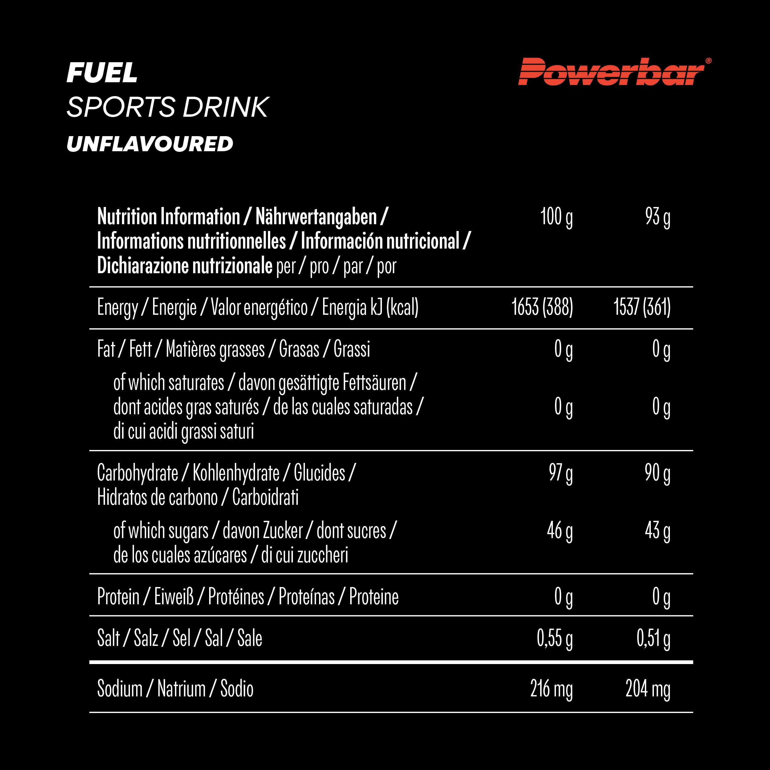 POWERBAR Kohlenhydratgetränk Fuel 90 Unflouvered High Carb Sports Drink