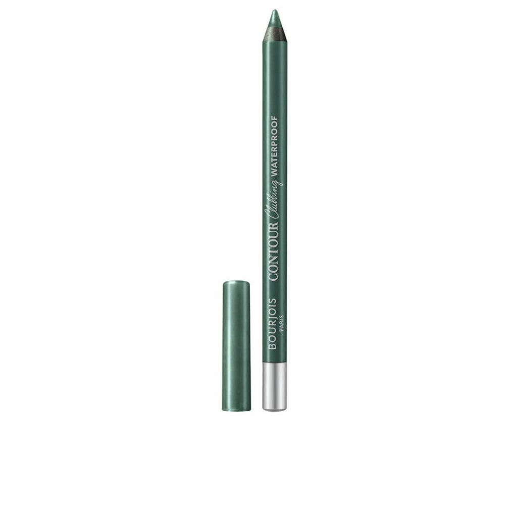 Grüner Eyeliner mit Kappe. Silberfarbener Schaft. Text: Bourjois, Contour Clubbing Waterproof.
