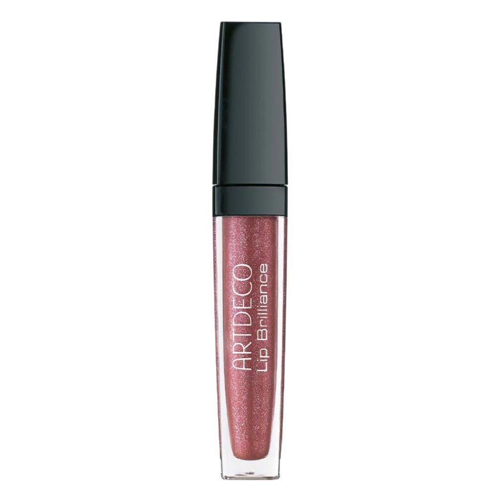ARTDECO Lip Brilliance Lipgloss in schimmerndem Rosaton in transparenter Hülse mit schwarzem Deckel.