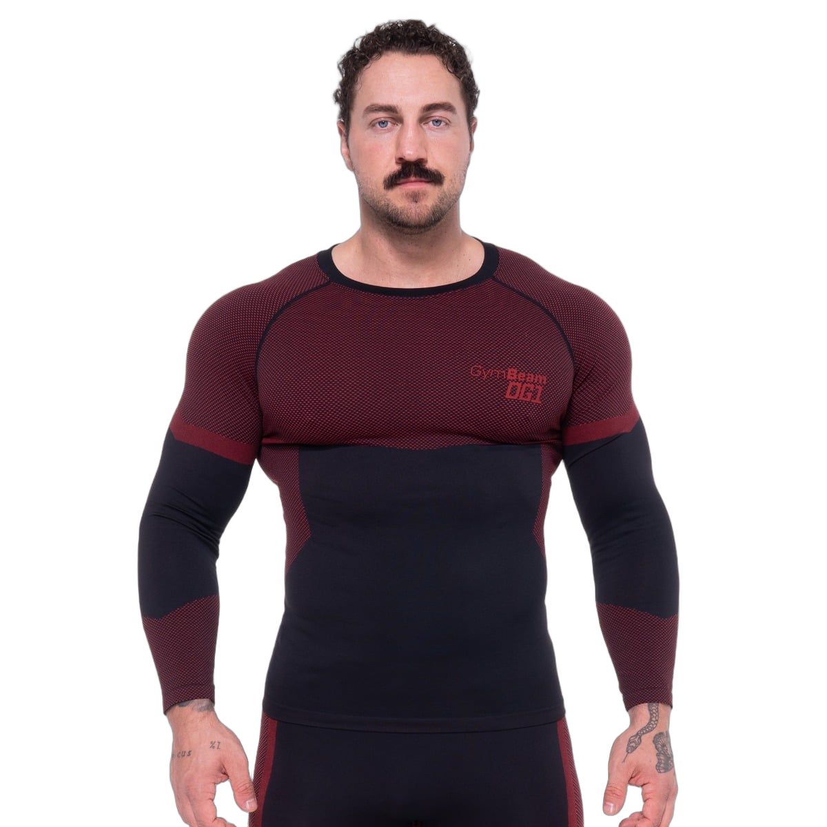 GymBeam OG1 Seamless Long Sleeve Herren Slim Black/Red Langarm 1 St