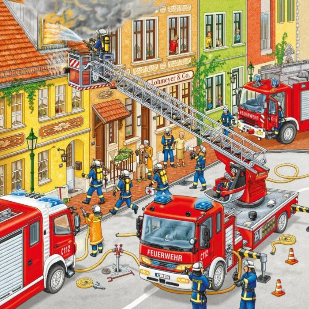 Puzzle 3x49 Teile Feuerwehreinsatz ab 5 Jahre 3 Puzzles inklusive Mini-Postern als Vorlagen