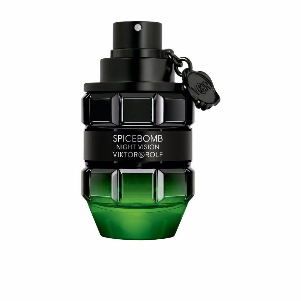 Grüne und schwarze Flasche. Aufschrift: Spicebomb Night Vision Viktor & Rolf. Mit Anhänger.