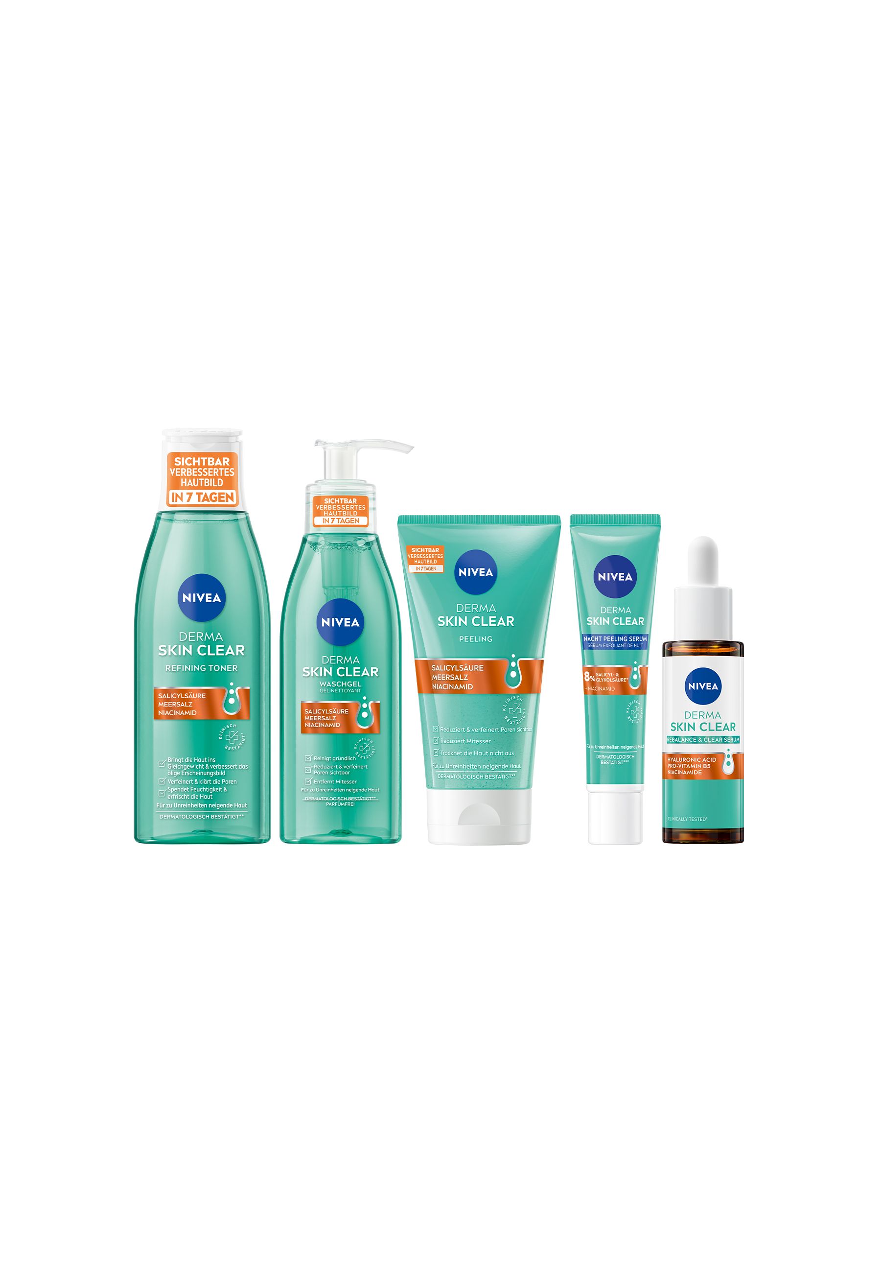 Nivea Derma Skin Clear Day & Night Routine Set 5-teilig 570 ml
