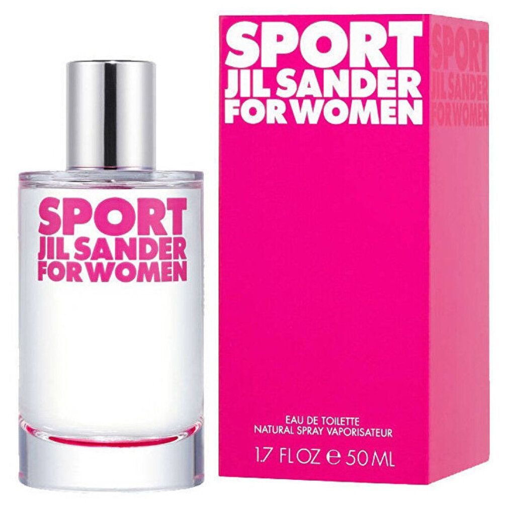 Jil Sander Sport for Women Eau de Toilette Flakon und pinke
Verpackung.