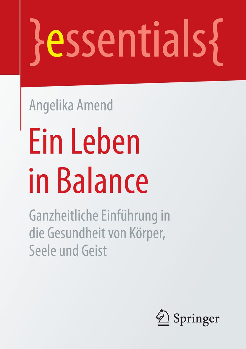 Buchcover mit Titel "Ein Leben in Balance" von Angelika Amend. Verlag Springer. Roter Hintergrund mit weißer Schrift.