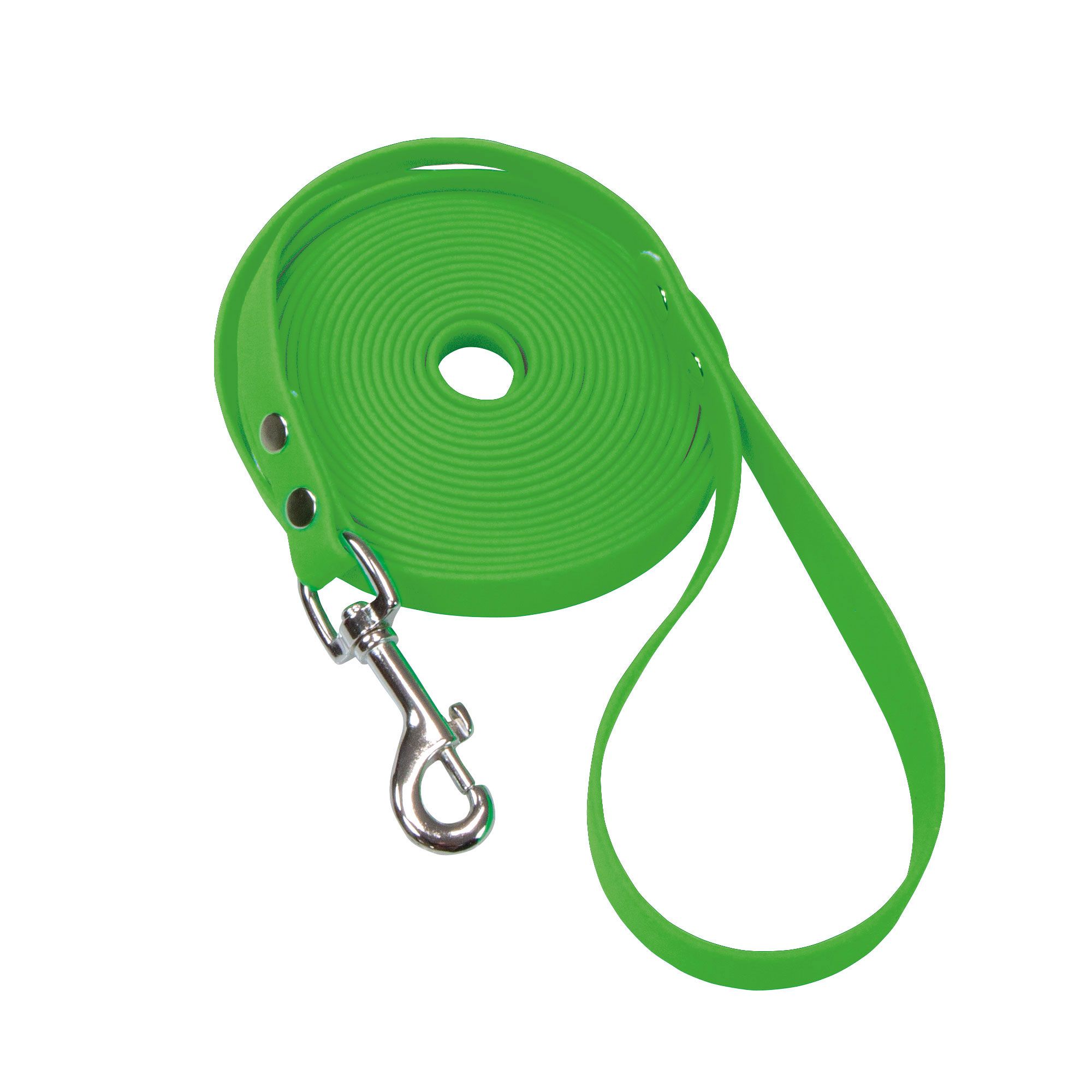 Schecker - grün - Biothane® Schleppleine mit Handschlaufe - 5 m / 13 mm extrem strapazierfähig