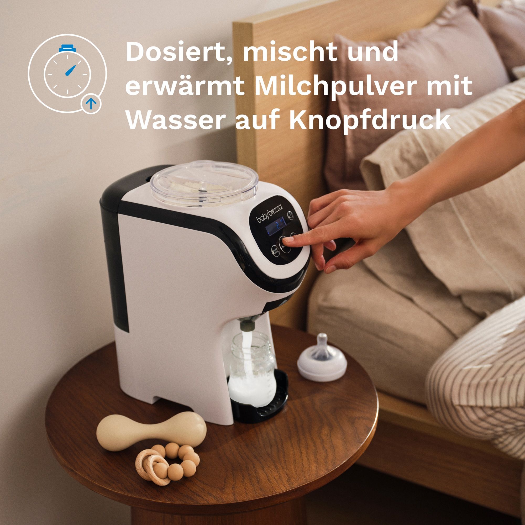 Baby Brezza Milchzubereiter im Vergleich: links das kompakte Modell, rechts das Advanced Modell.