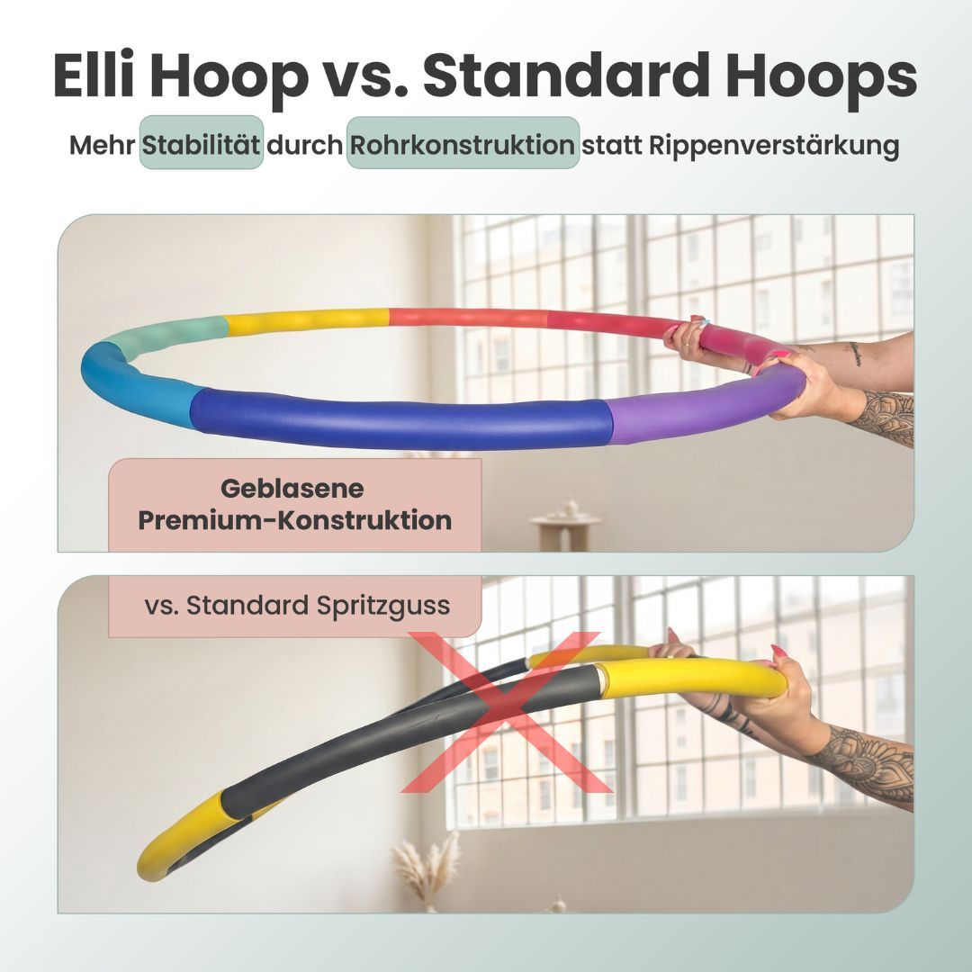 Elli Hoop M - DAS ORIGINAL - Hula Hoop Reifen für Erwachsene, schwarz