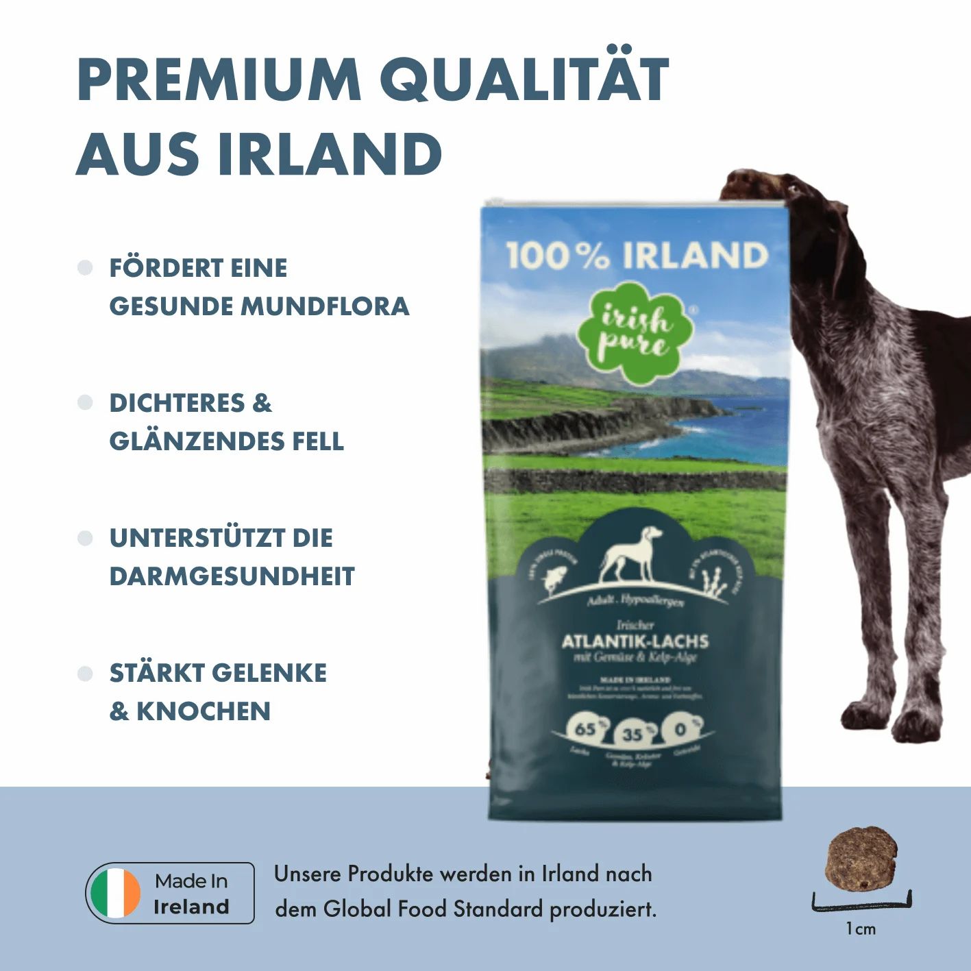 Hundefutter: Premium Qualität aus Irland. Fördert gesunde Mundflora, Fell, Darmgesundheit, Gelenke & Knochen.