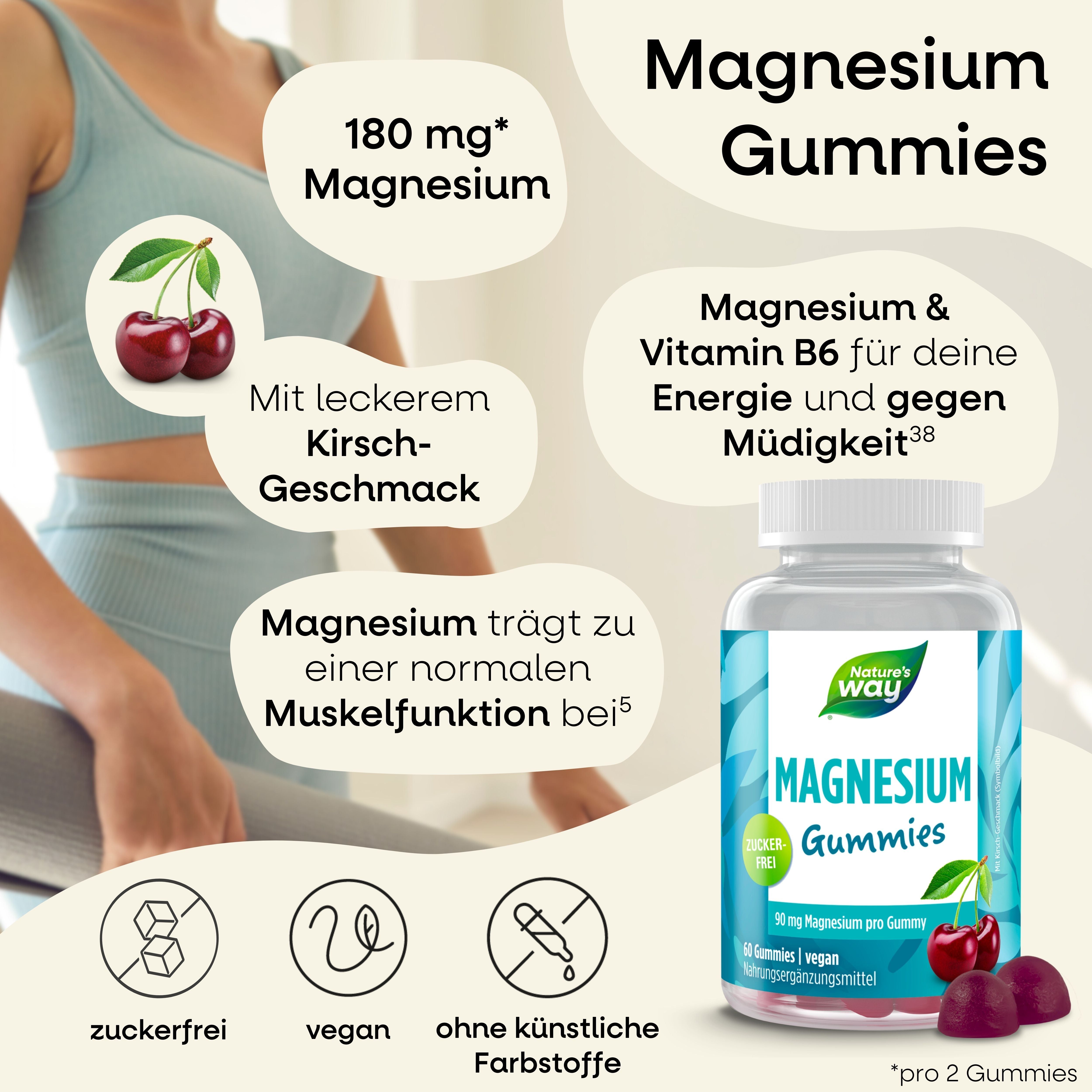 Sport Set I Vitamine für Sportler:innen I 180 mg Magnesium I 500 mg Calcium I vegetarisch I 120 S...