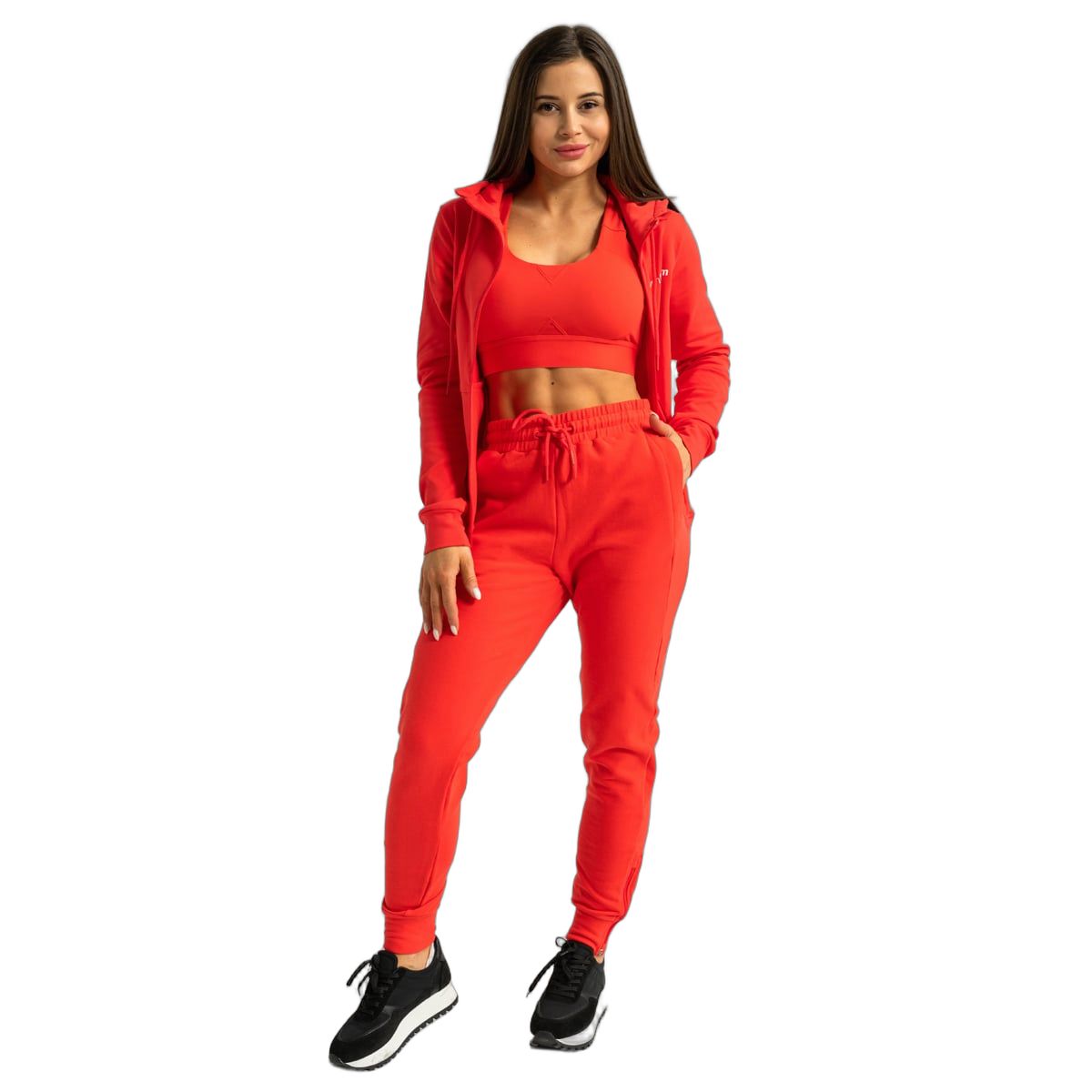 GymBeam Jogginghose Damen Slim mit Kordelzug und Reißverschlusstaschen Hot Red