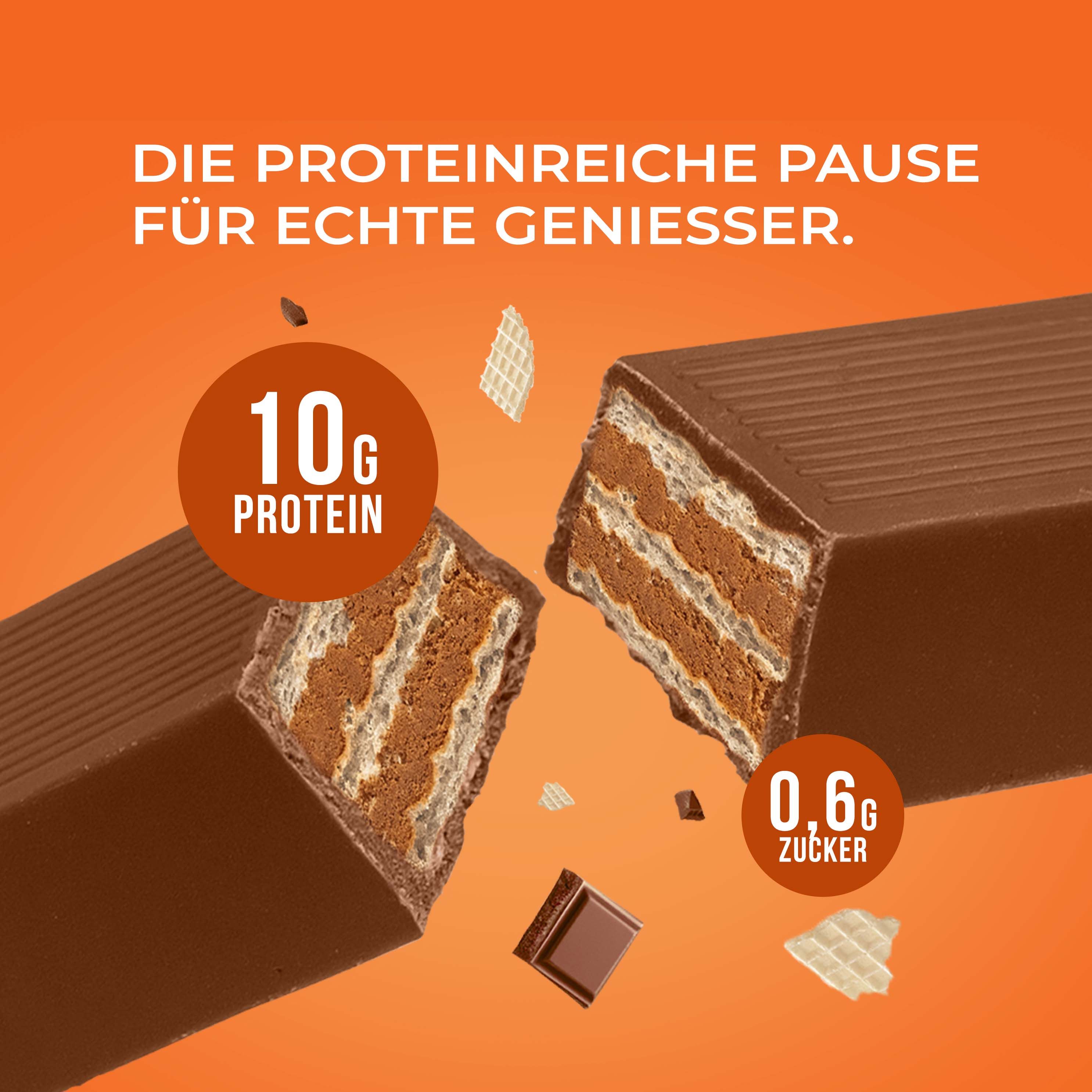 Neosupps NeoBite Proteinriegel: 10g Protein, 0.6g Zucker, Schoko-Waffel-Crunch.