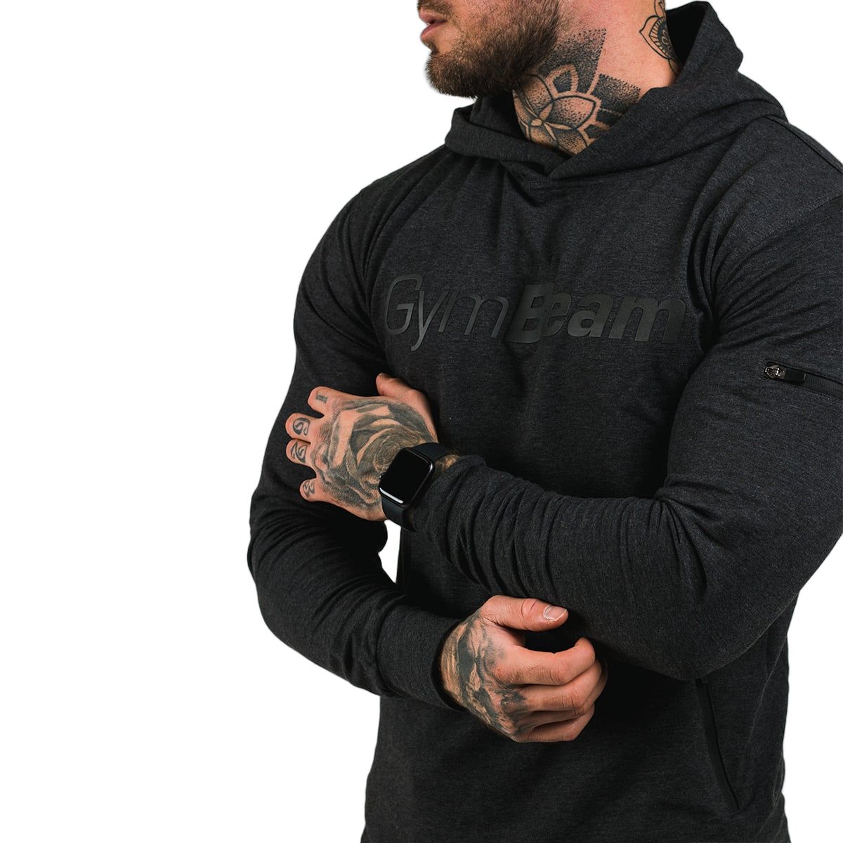 GymBeam Hoodie Herren Regular mit Kapuze und Taschen in Grau