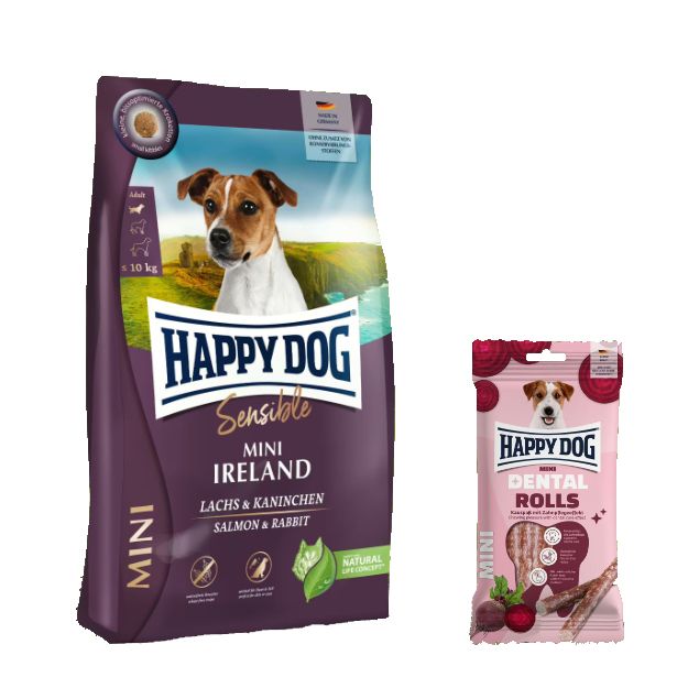 Happy Dog Supreme Mini Ireland + Dental Rolls für Hunde 4,1 kg