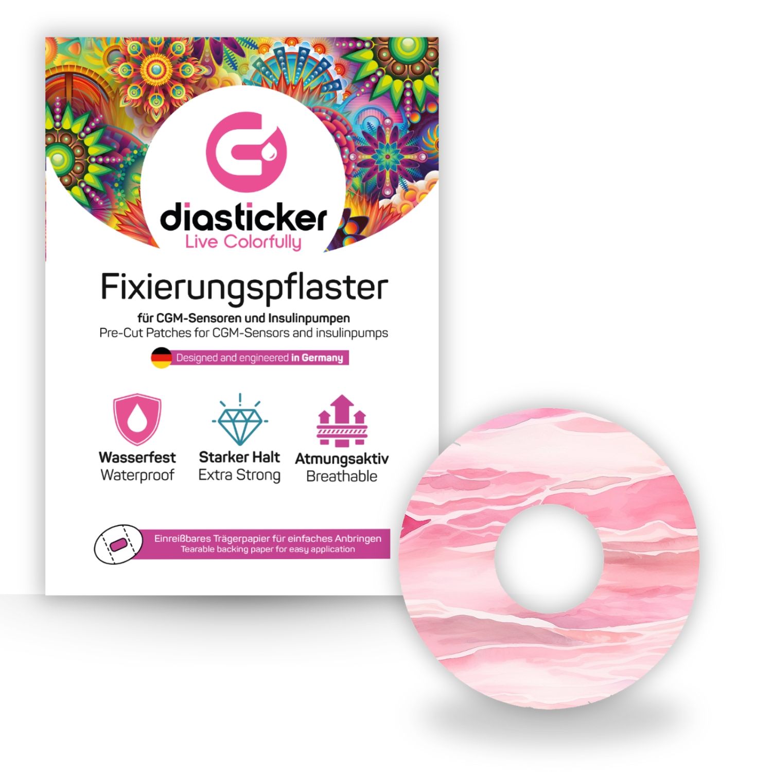 Diasticker® FreeStyle Libre 3 / 3 Plus Fixiertapes "Berry Blush"