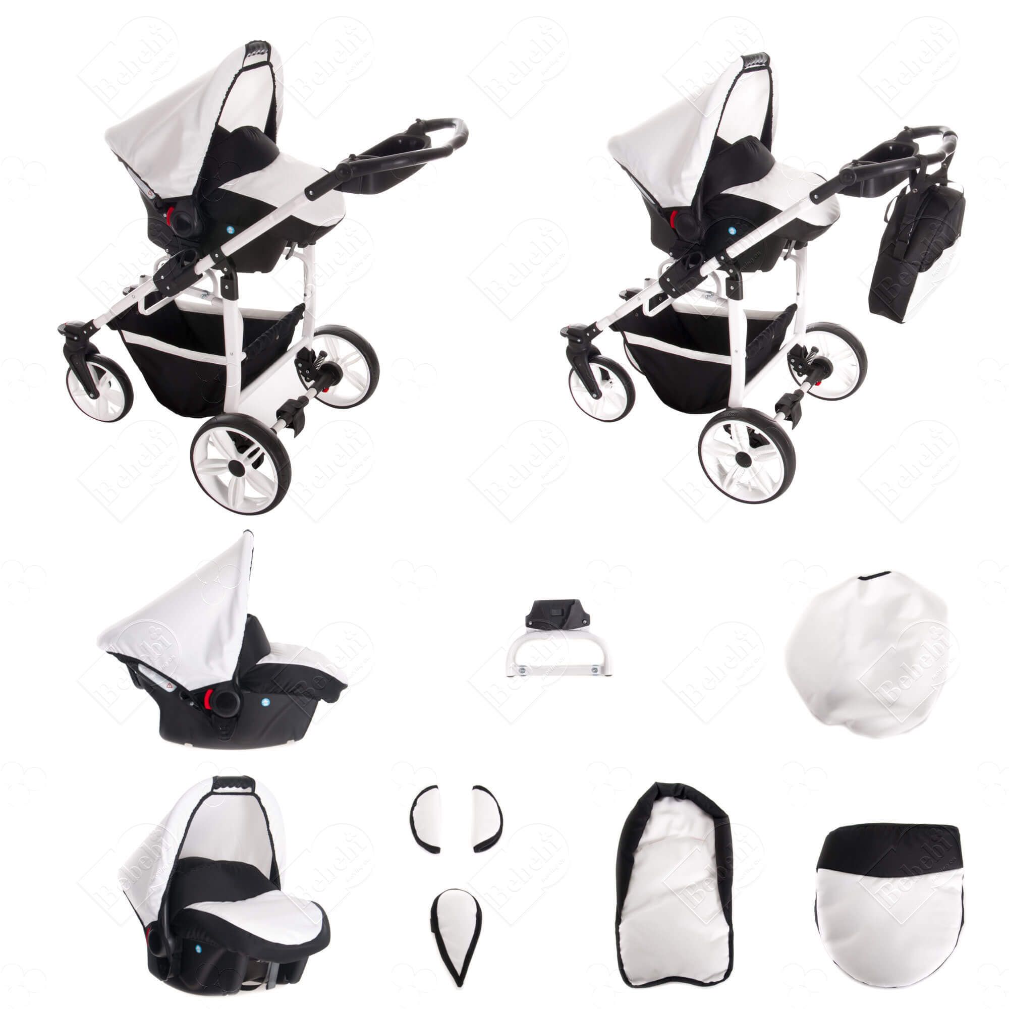Bebebi Zürich 4 in 1 Kinderwagen Komplettset ISOFIX Basis Hartgummireifen, Matterhorn