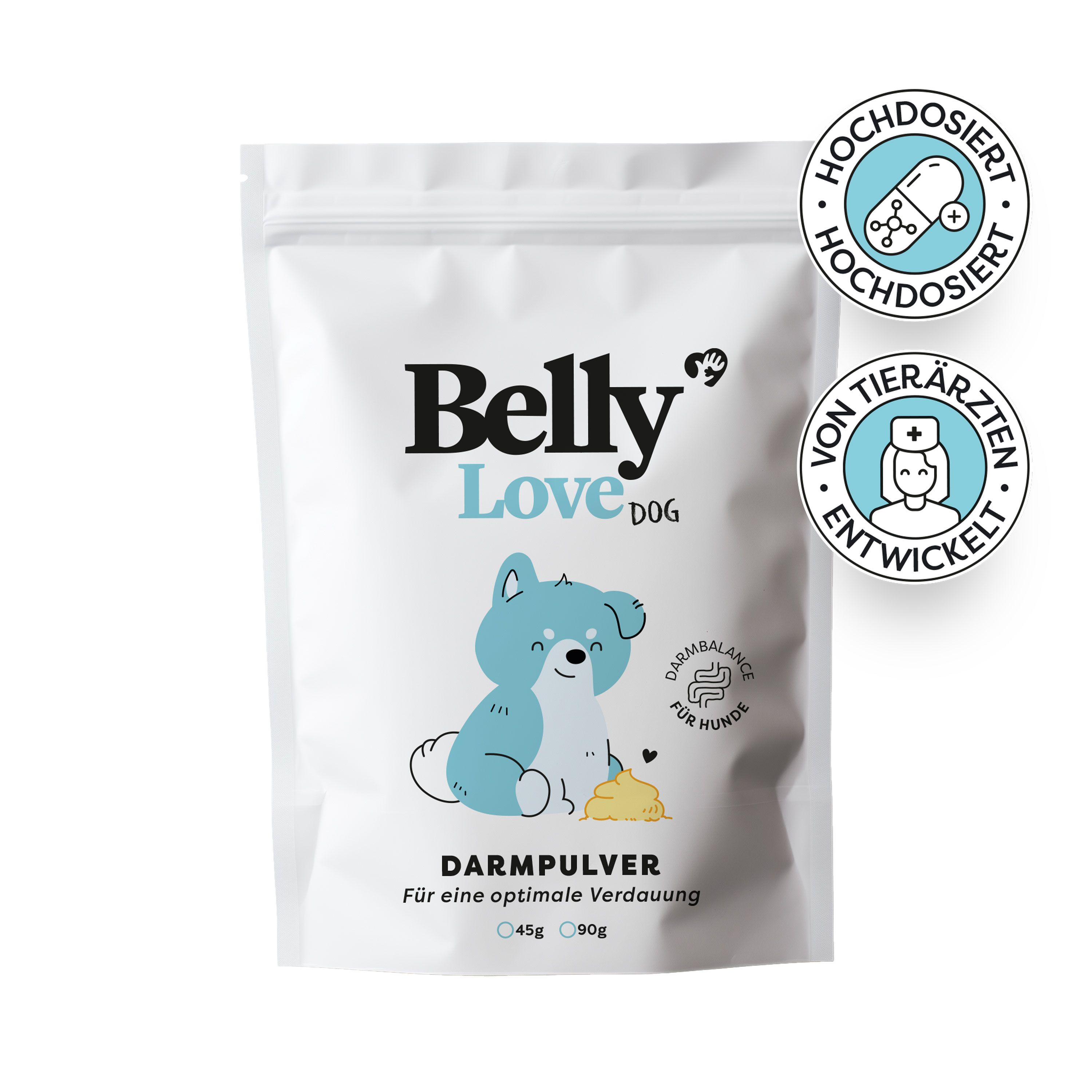 Dr. SAM BellyLove Dog - Hochdosiertes Darmpulver. Bringt Magen und Darm in Balance.