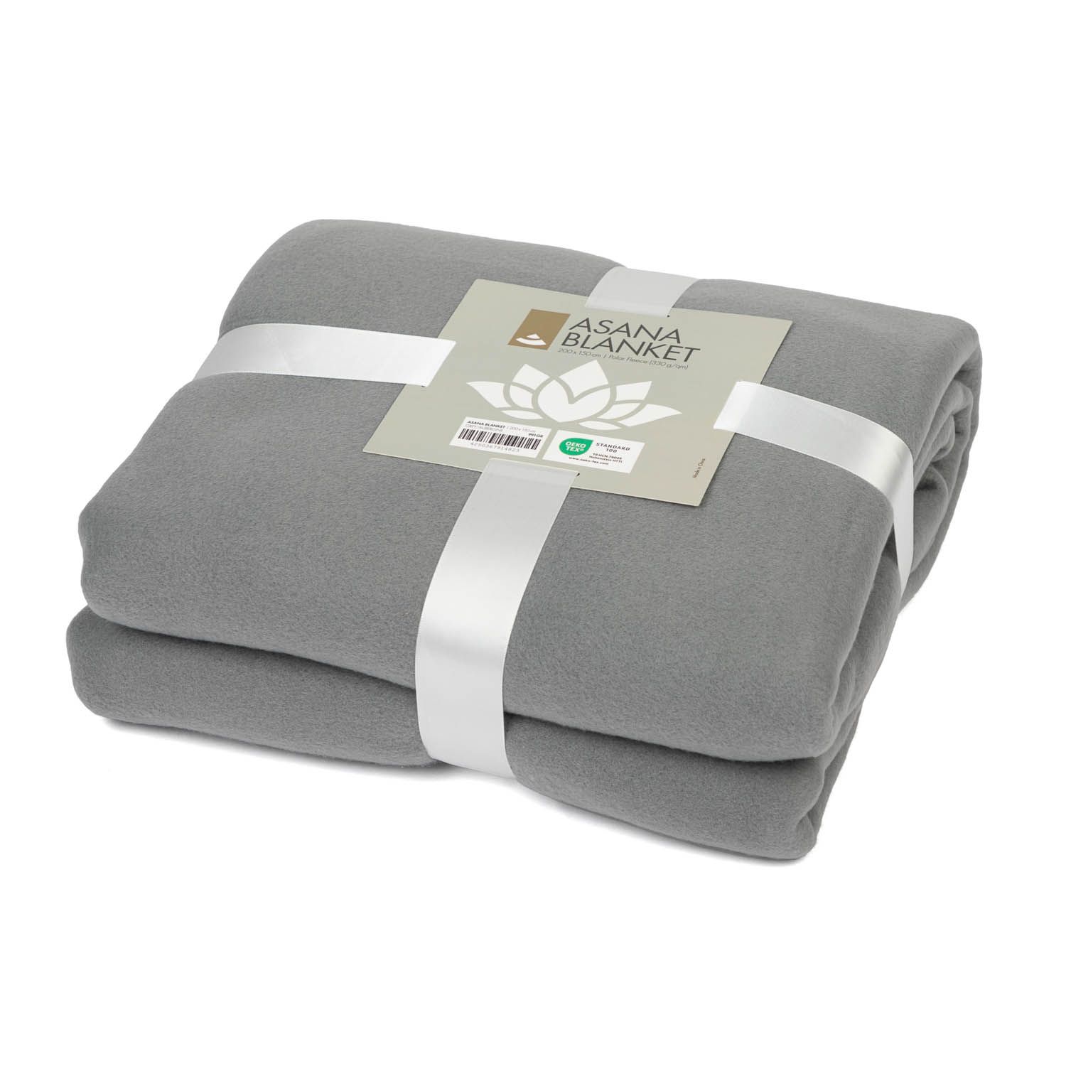 bodhi Yogadecke Asana Blanket, Fleece, GRAU mit farbigem Saum